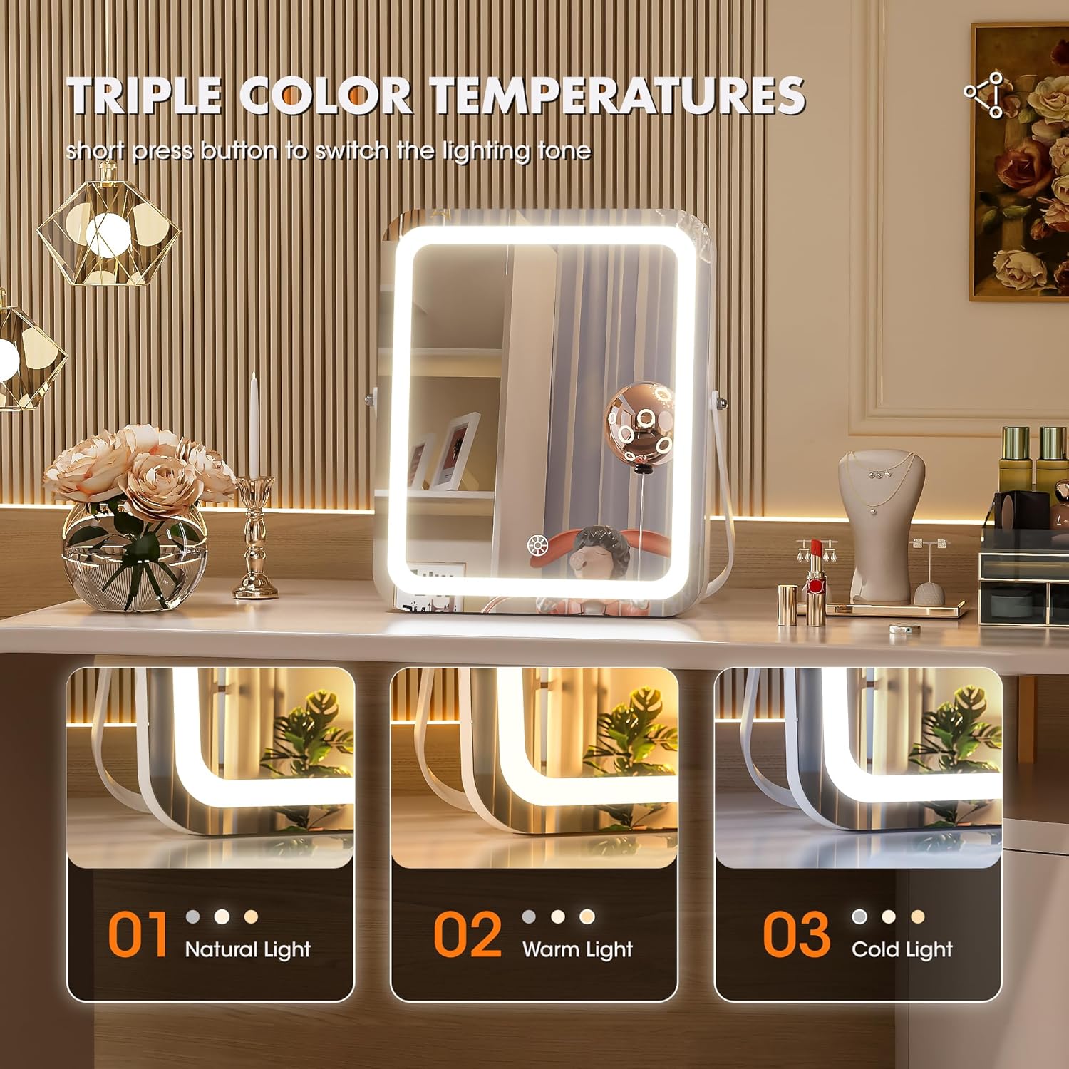 Versatile Vanity Mirror with Smart Lighting Magnifying Glass