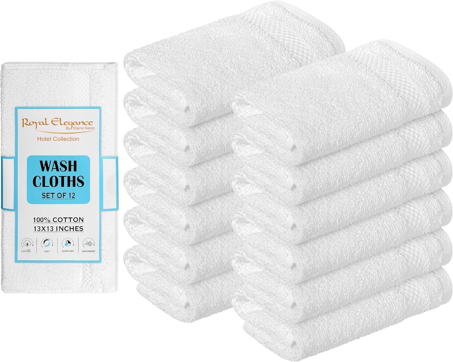 Elaine Karen White Wash Cloths