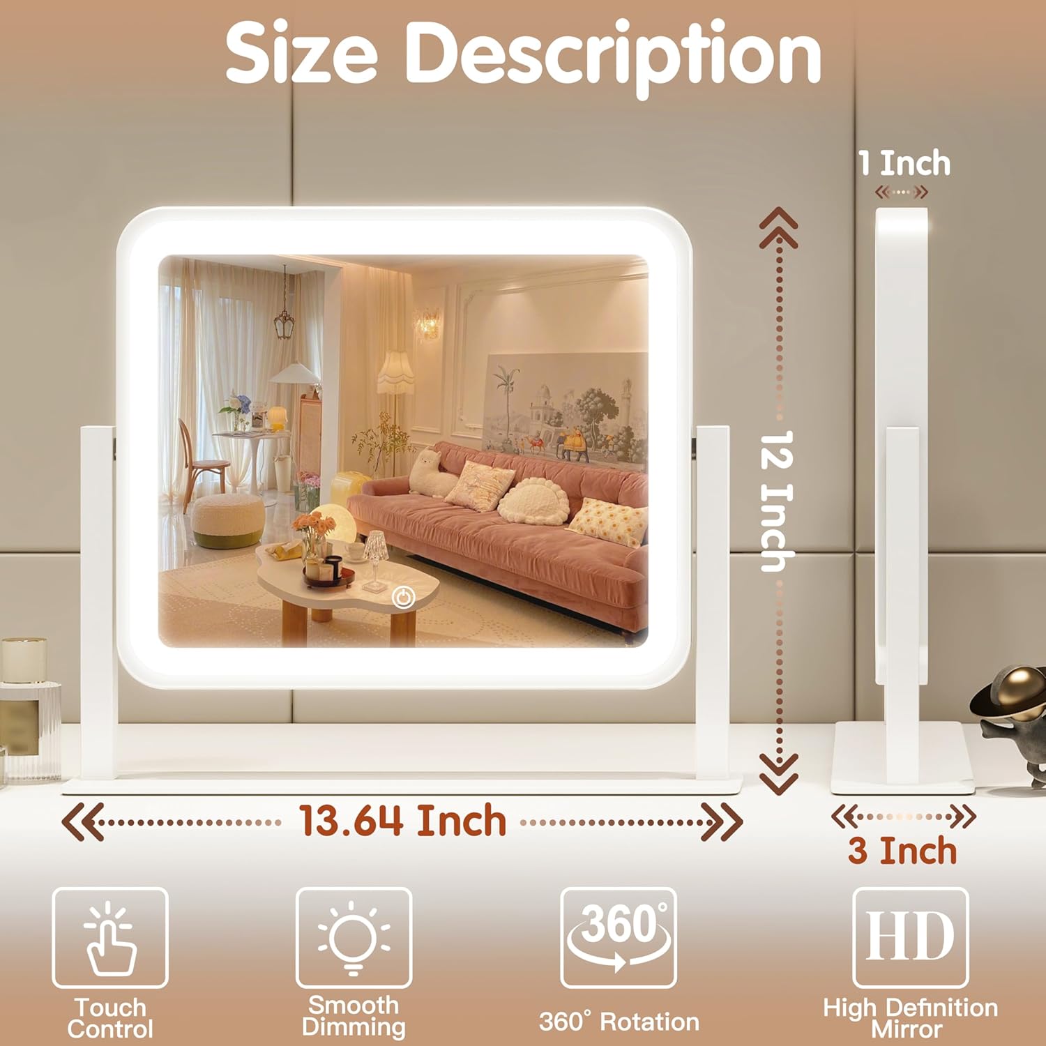 Stylish Vanity Mirror with Smart Lighting for MakeUp