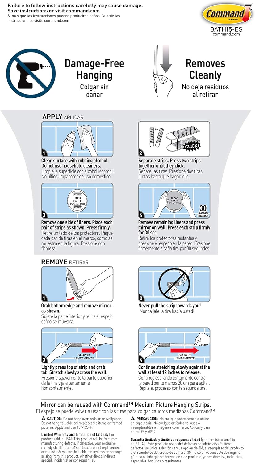 Command Fog Resistant Mirror 2-Water-Resistant Strips BATH15-ES