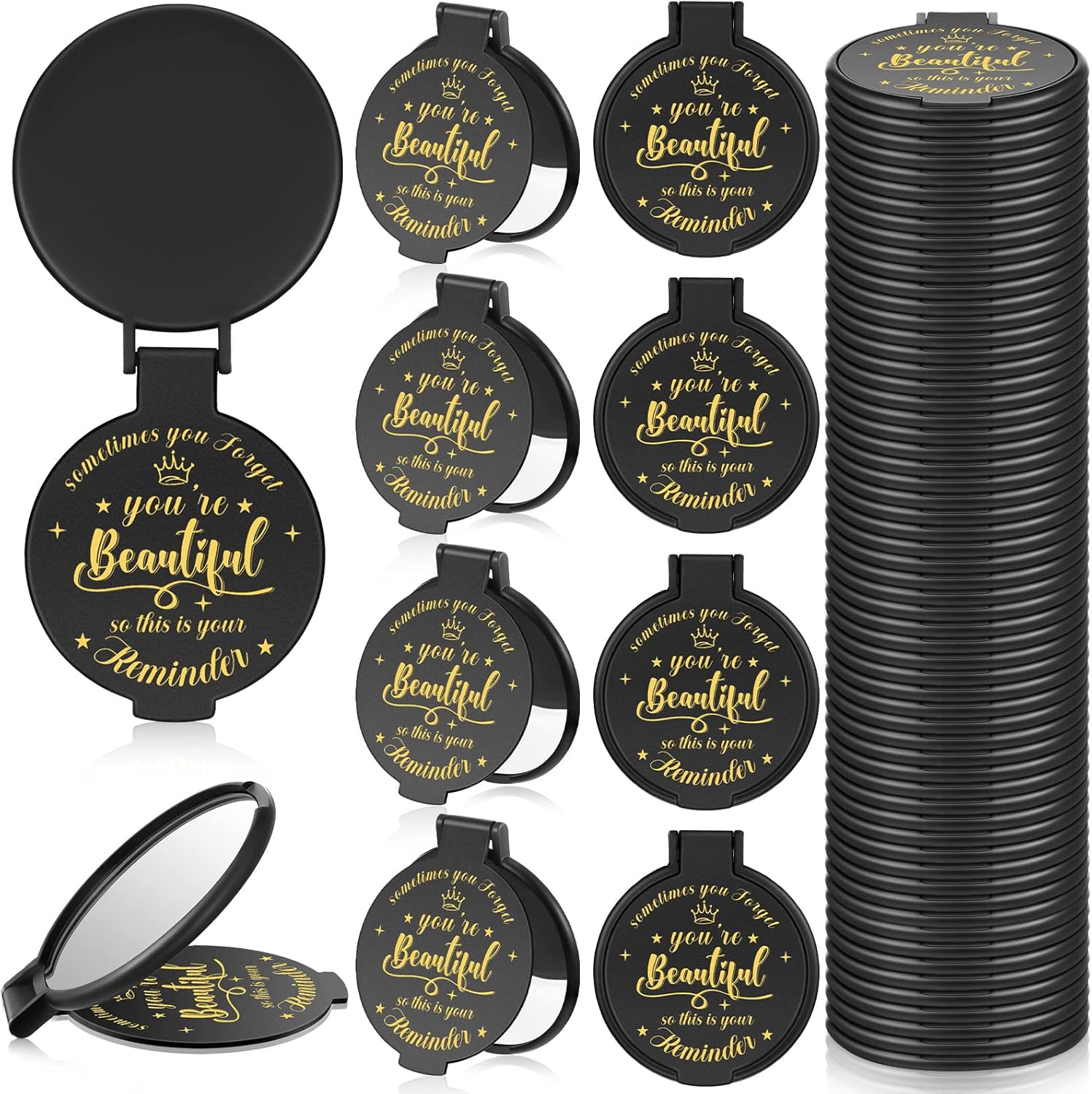 36 Compact Inspirational Mirrors for Women 276-Inch Round Design