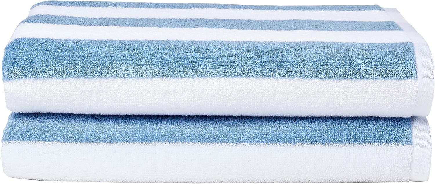 Sky Blue Cabana Stripe Cotton Pool Beach Towels