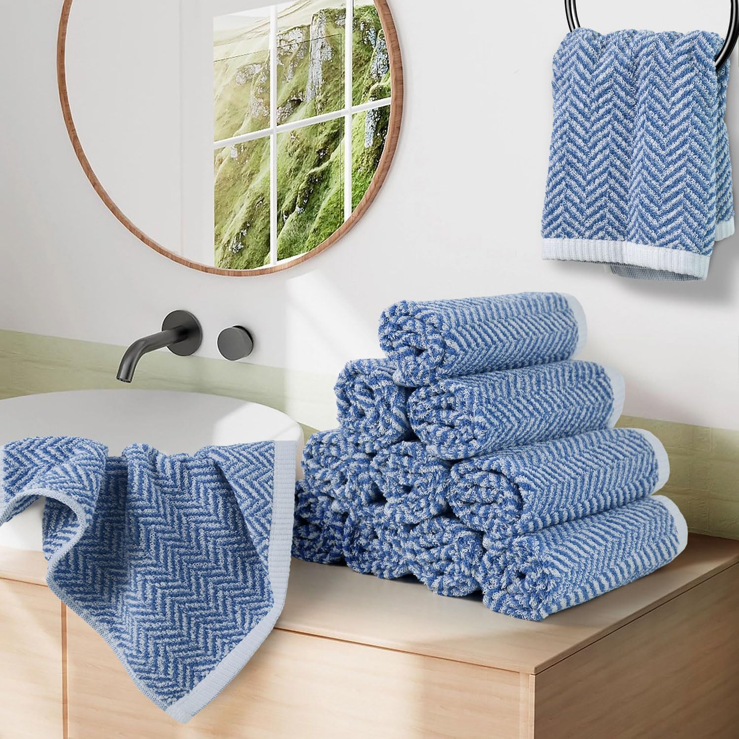 Cleanbear Herringbone Wash Cloths 12-Pack