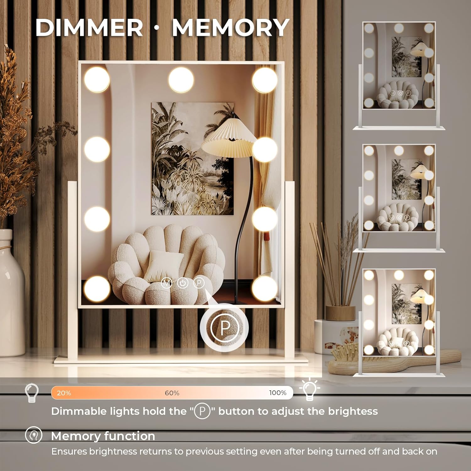 ZL ZELing Light-Up Vanity Mirror with Adjustable Magnification and Smart Touch