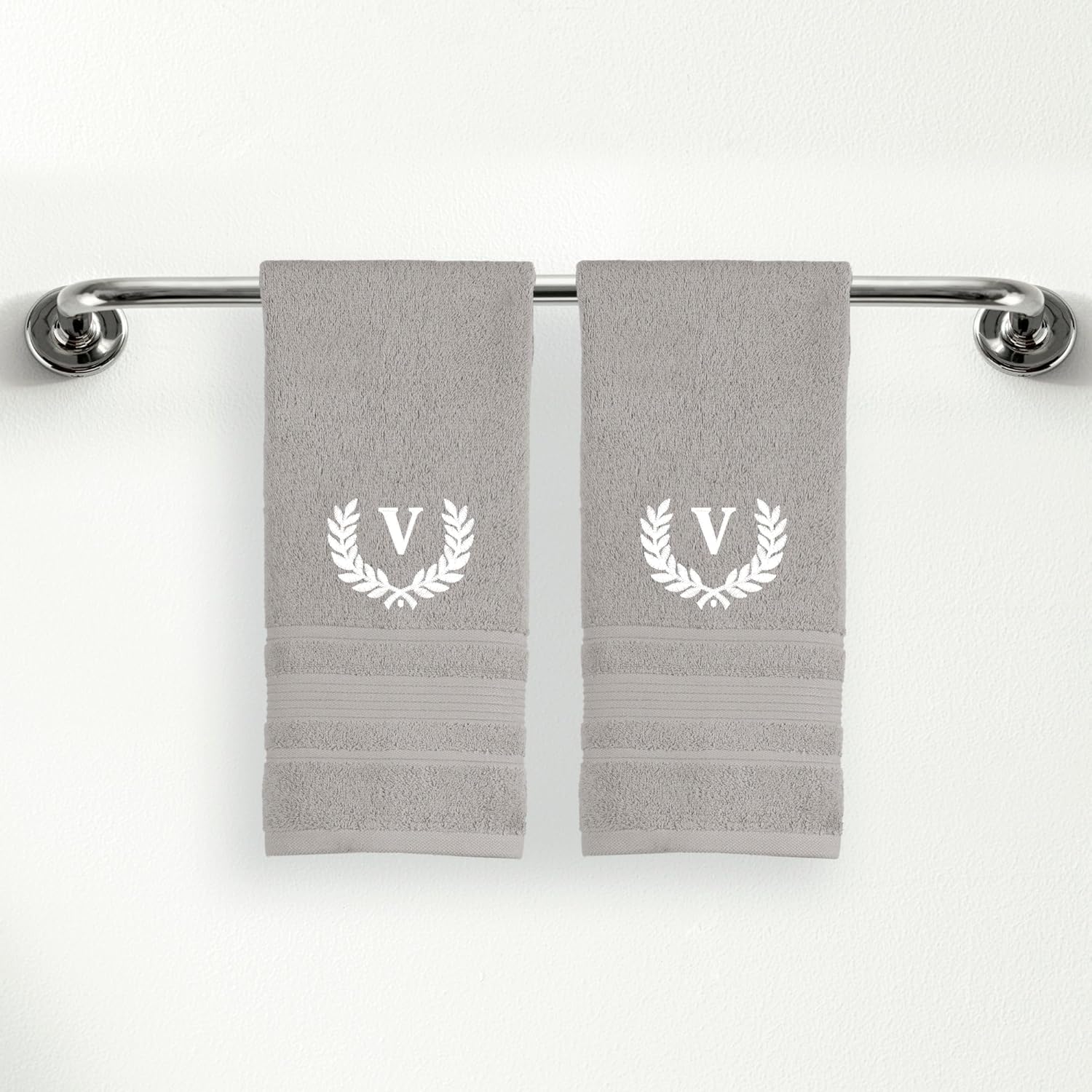 Ephesos Custom Monogrammed Grey Hand Towels Set - 2 Piece