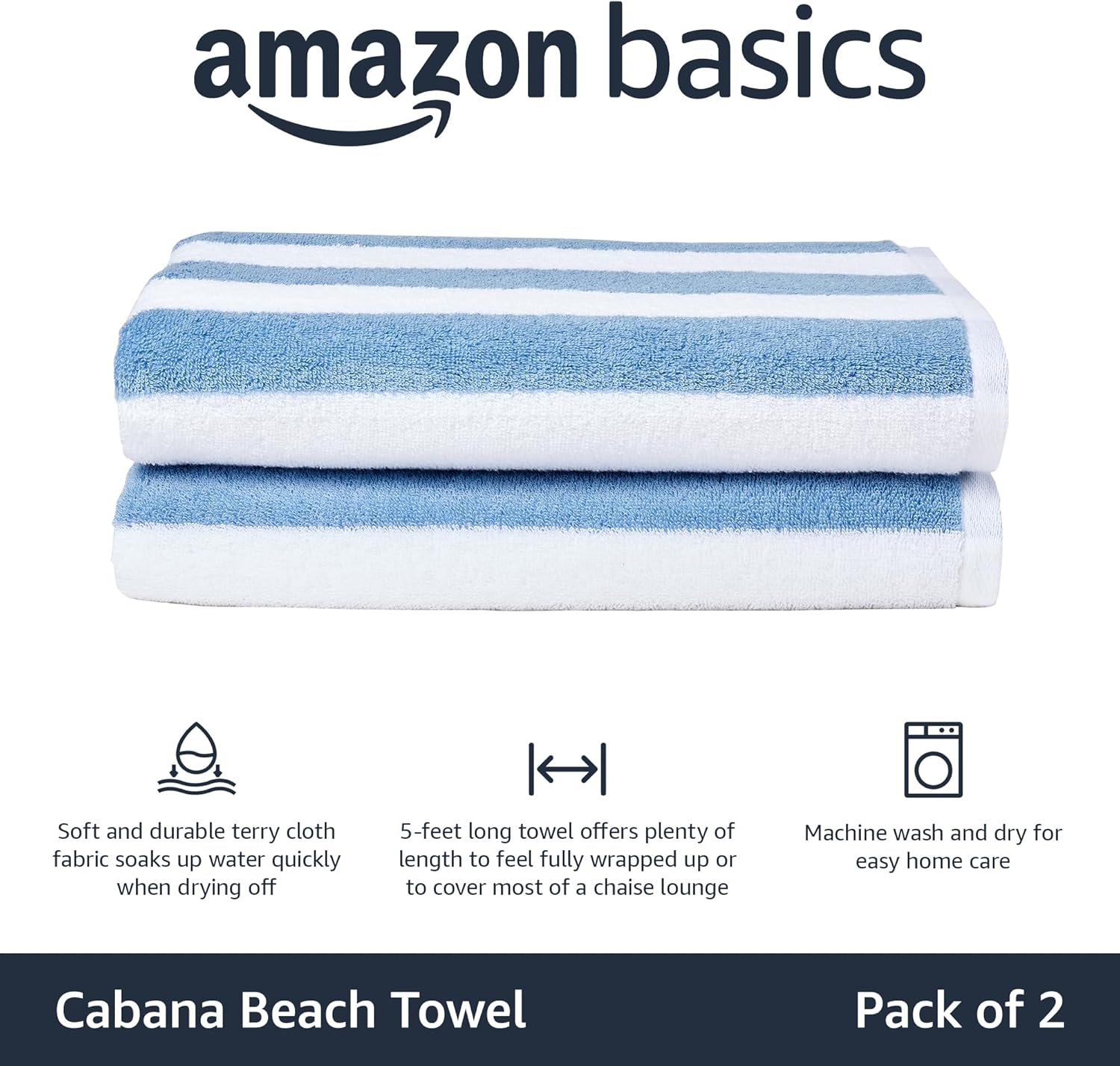 Sky Blue Cabana Stripe Cotton Pool Beach Towels