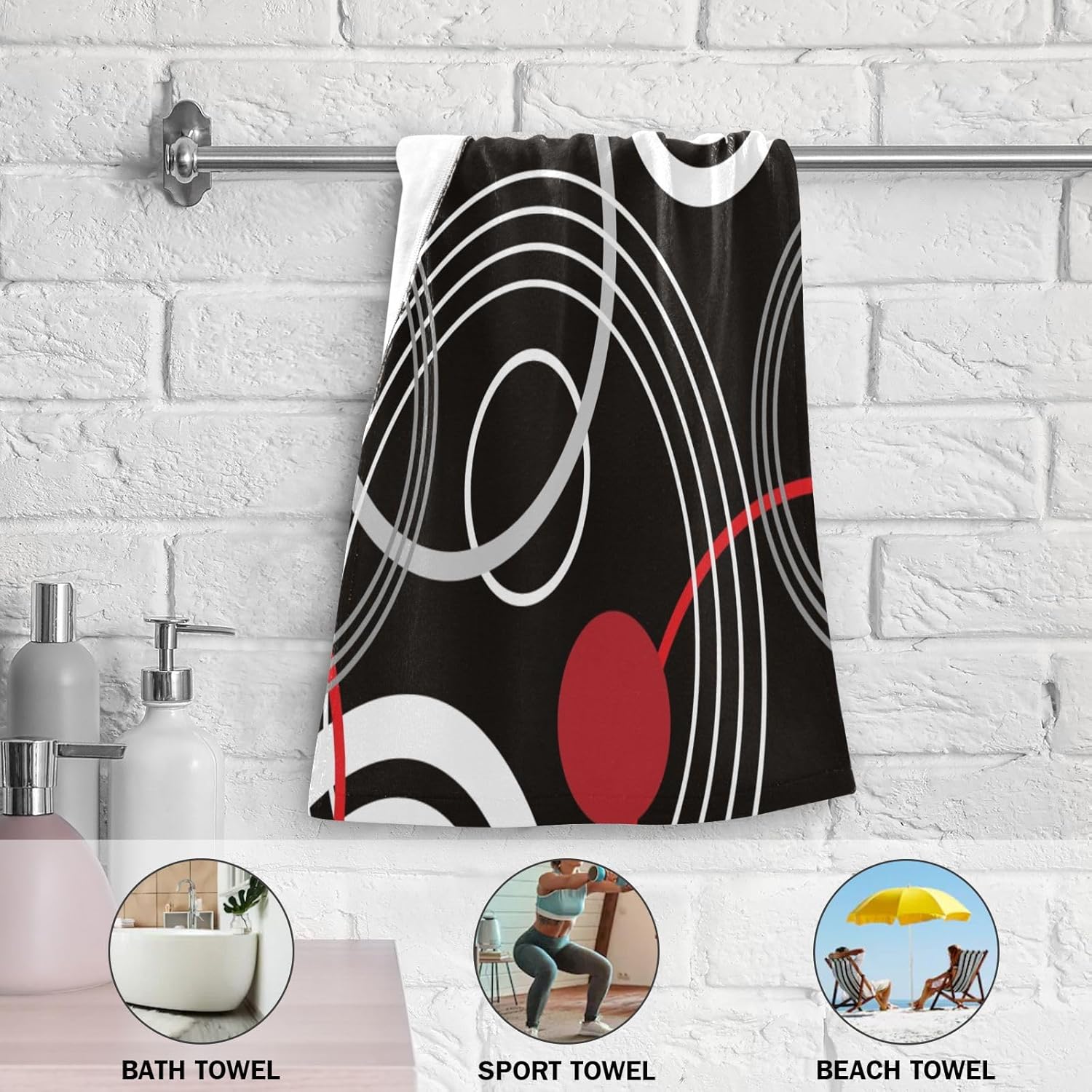 Geometric Retro Hand Towels Set