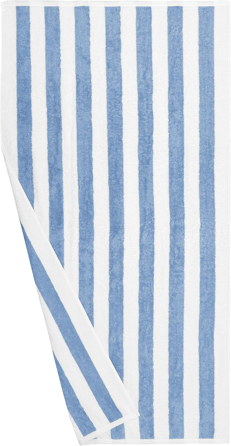 Sky Blue Cabana Stripe Cotton Pool Beach Towels
