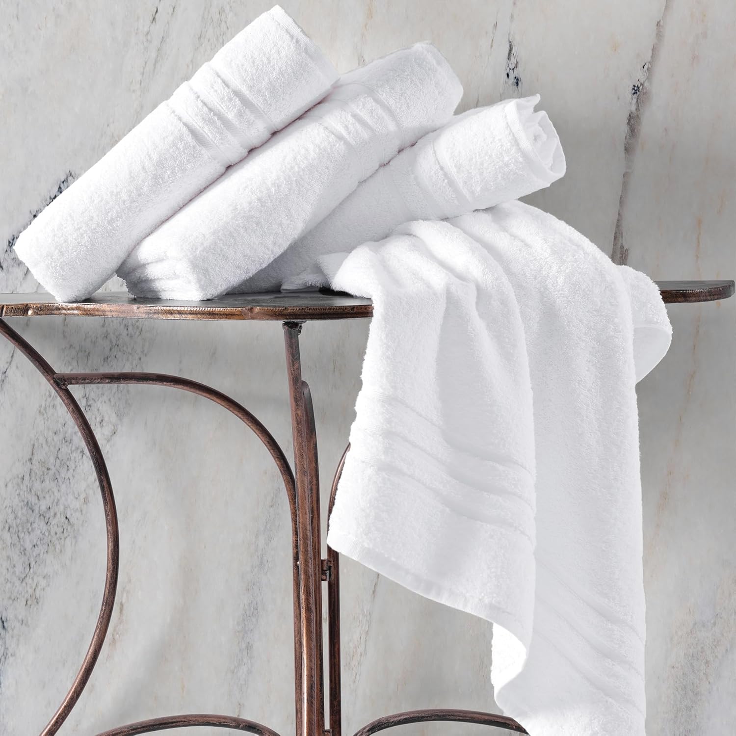 Hawmam Linen Extra-Soft 4-Piece White Bath Towels