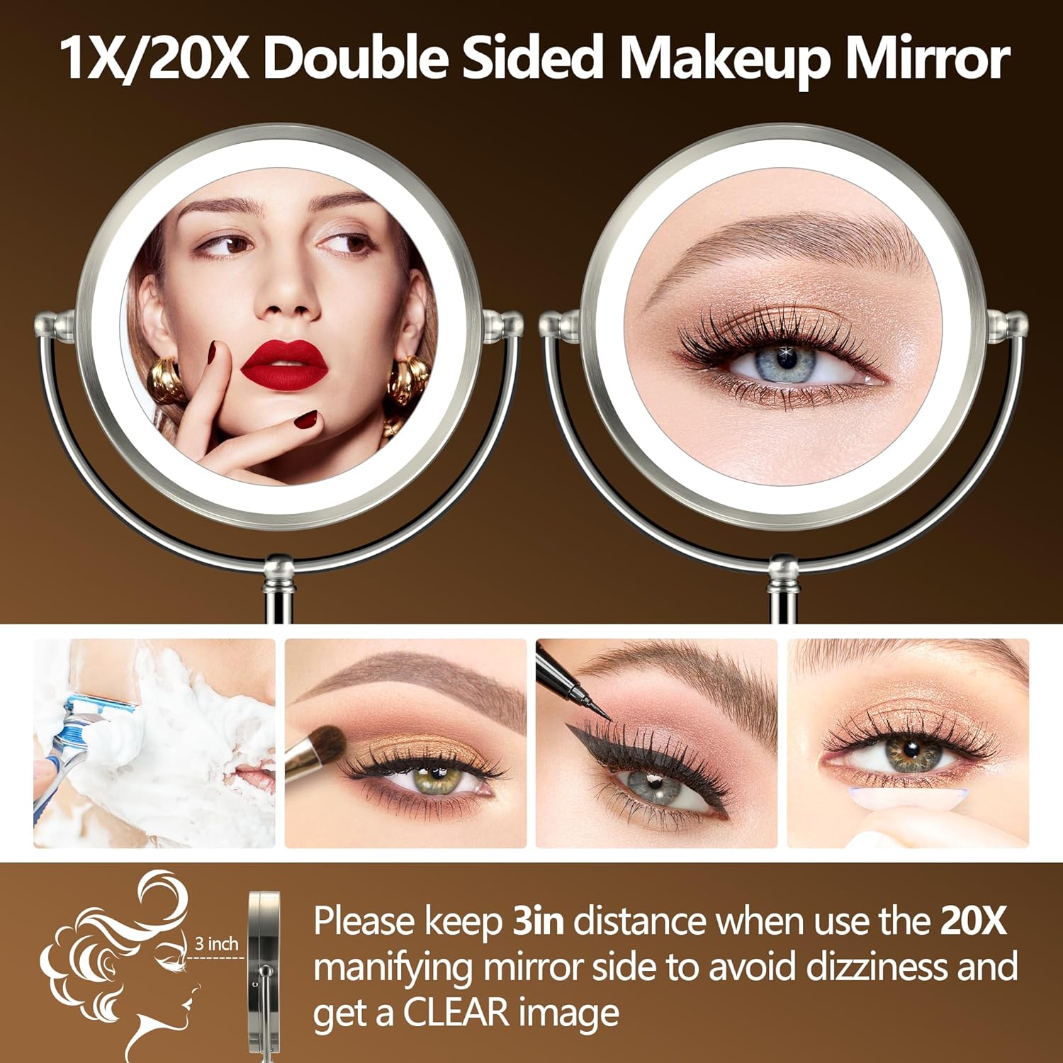 20X Magnifying Makeup Mirror with Rechargeable Lights
