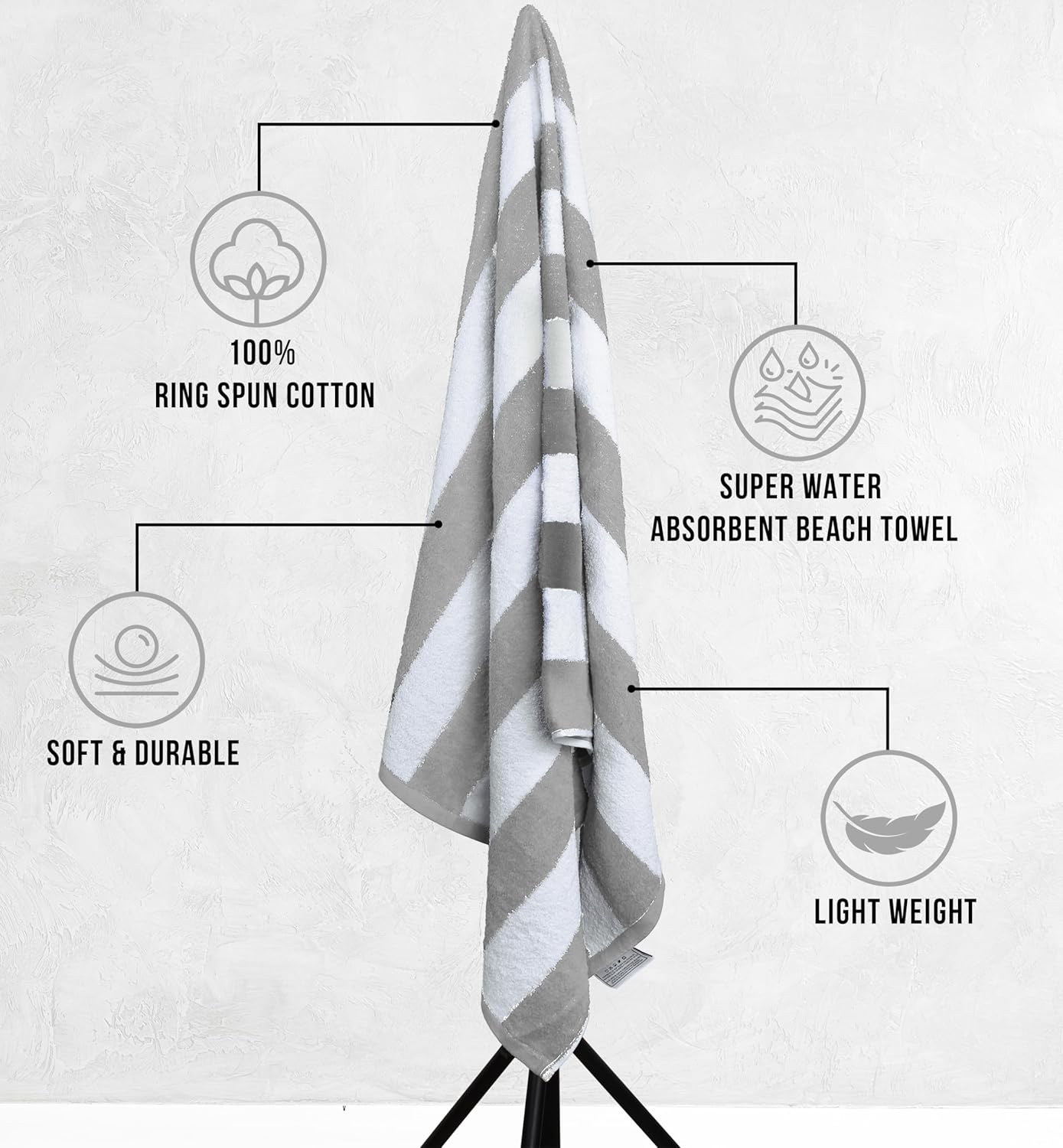 Utopia 4-Piece Cabana Beach Towels 30x60 inches