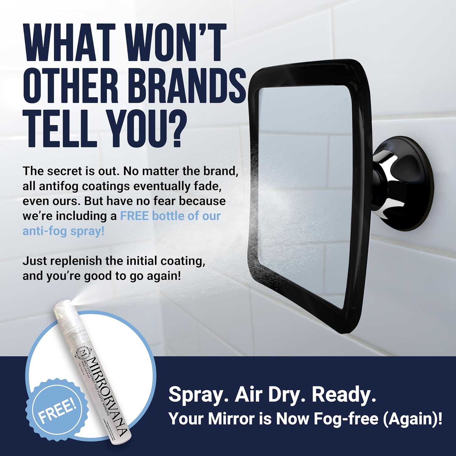 Mirrorvana 360 Swivel Anti-Fog Shower Mirror
