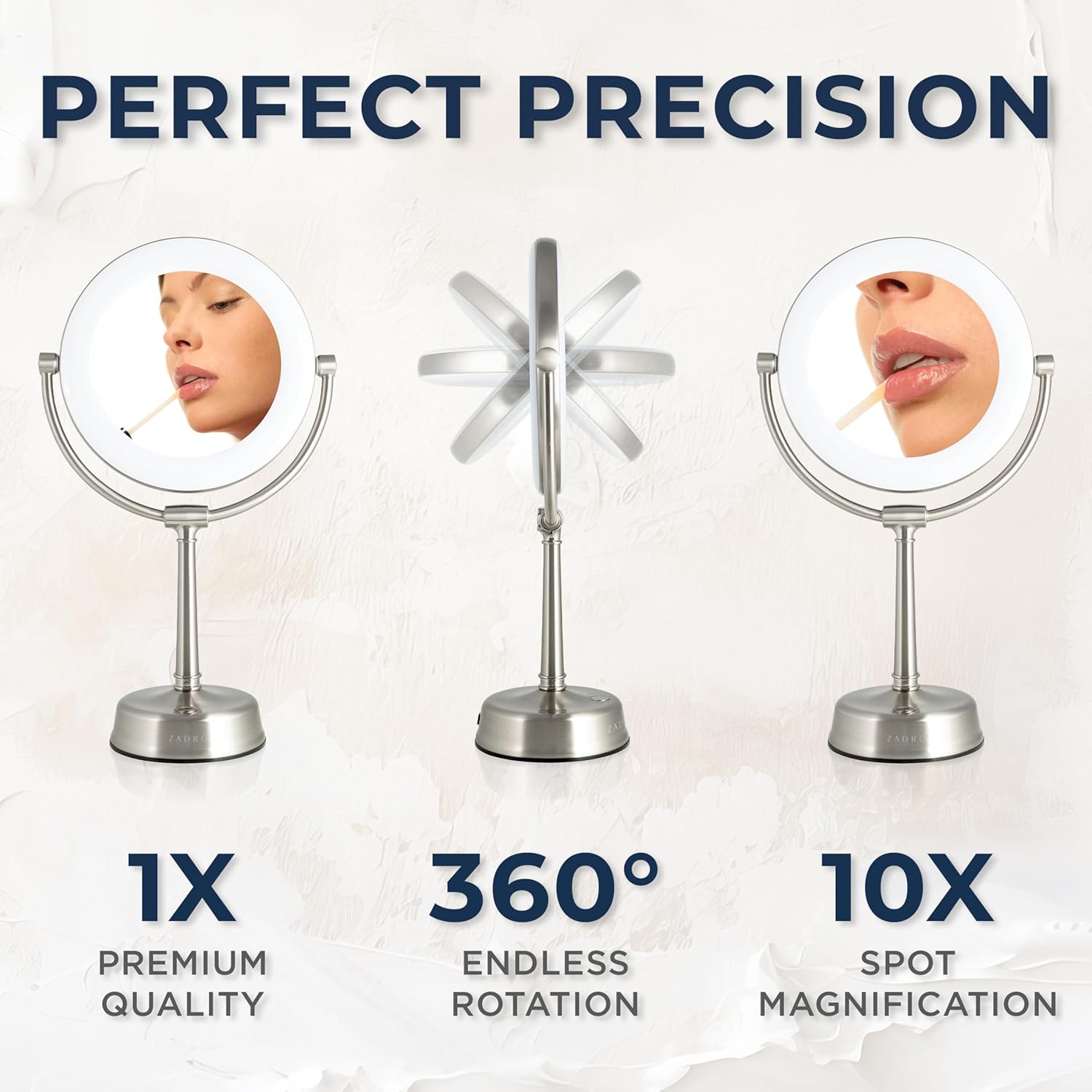 UltimateLED-Backed Makeup Mirror with 10X Swivel and Dimmable Light