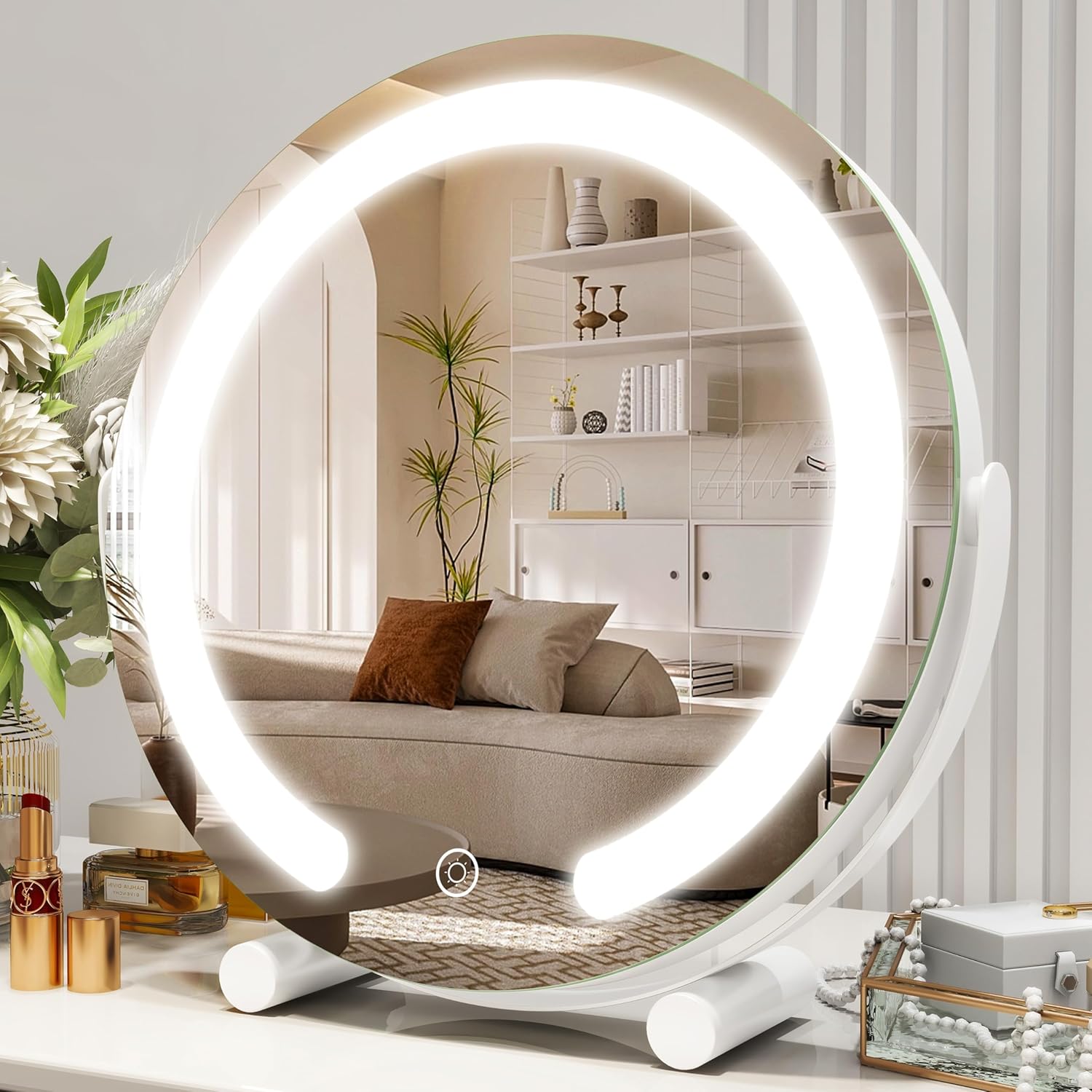 Stylish 360-Degree LED Makeup Mirror with Smart Lights