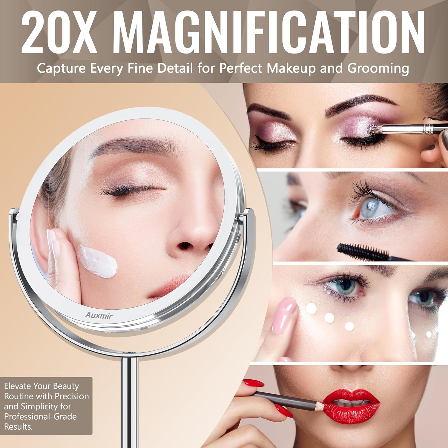 20X Magnifying Mirror with 1X Side 360 Rotatable Makeup Mirror