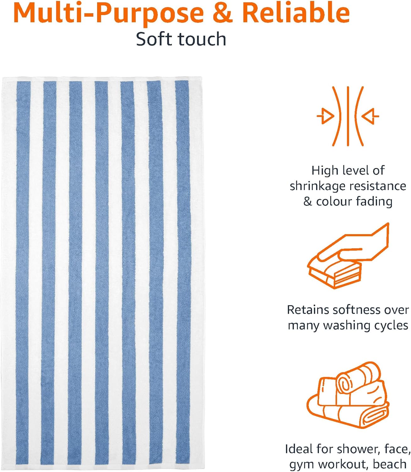 Sky Blue Cabana Stripe Cotton Pool Beach Towels
