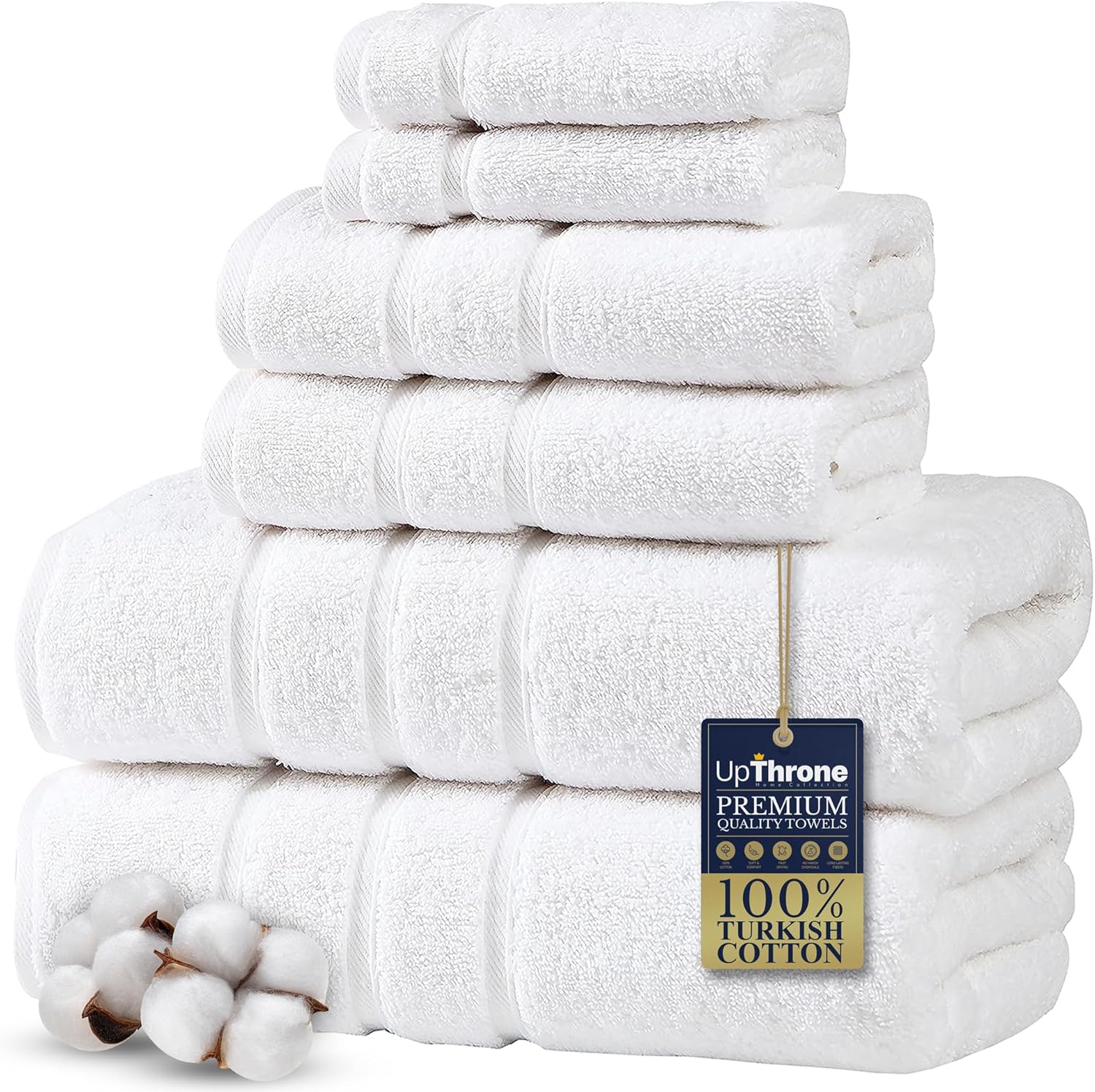 UpThrone Luxury 6-Piece Cotton Bath Towel Set
