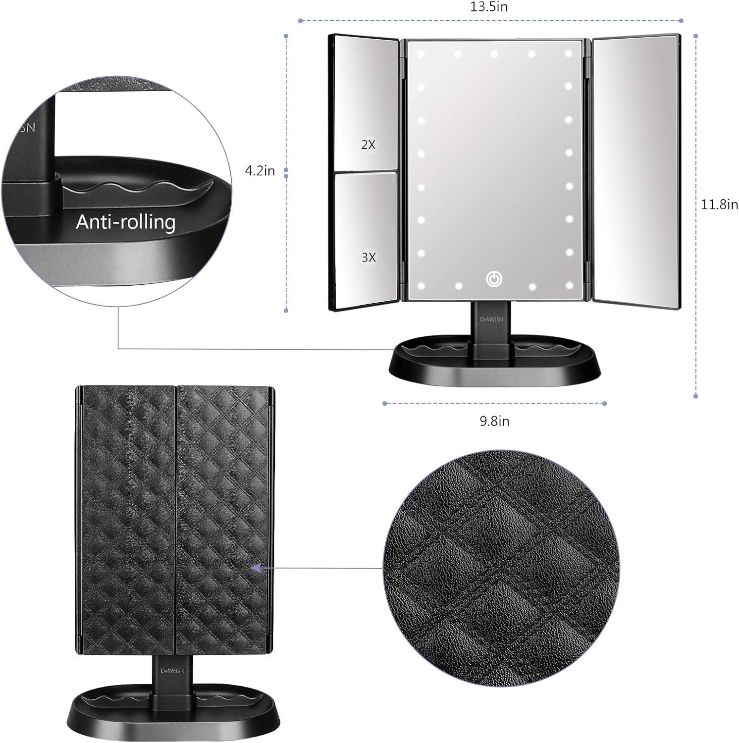 Deweisn Lighted Makeup Mirror