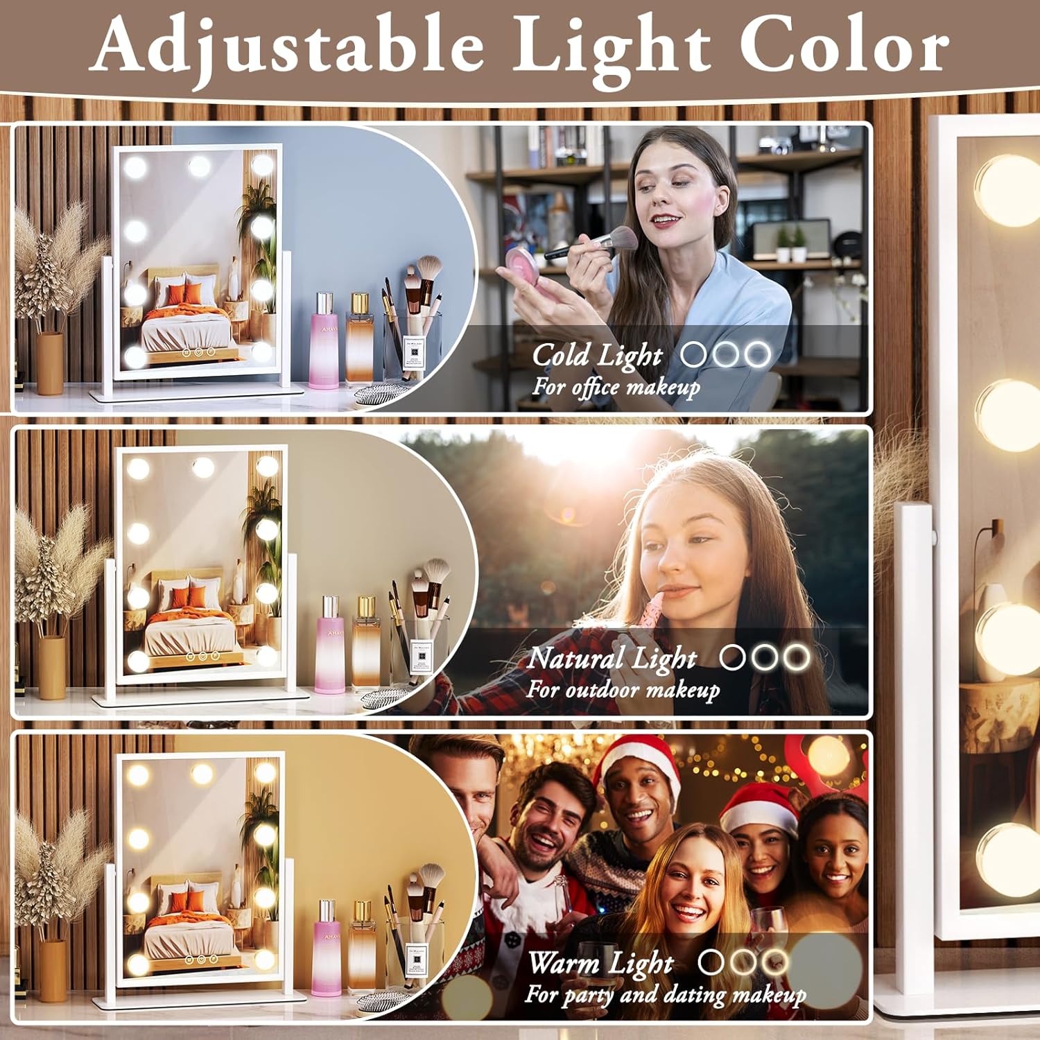 Stylish Lighted Makeup Mirror with 360-Degree Rotation for Women