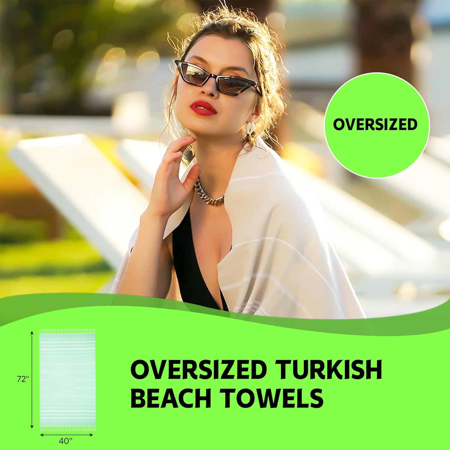 HXLuland Pack of 2 Oversized Beach Towels