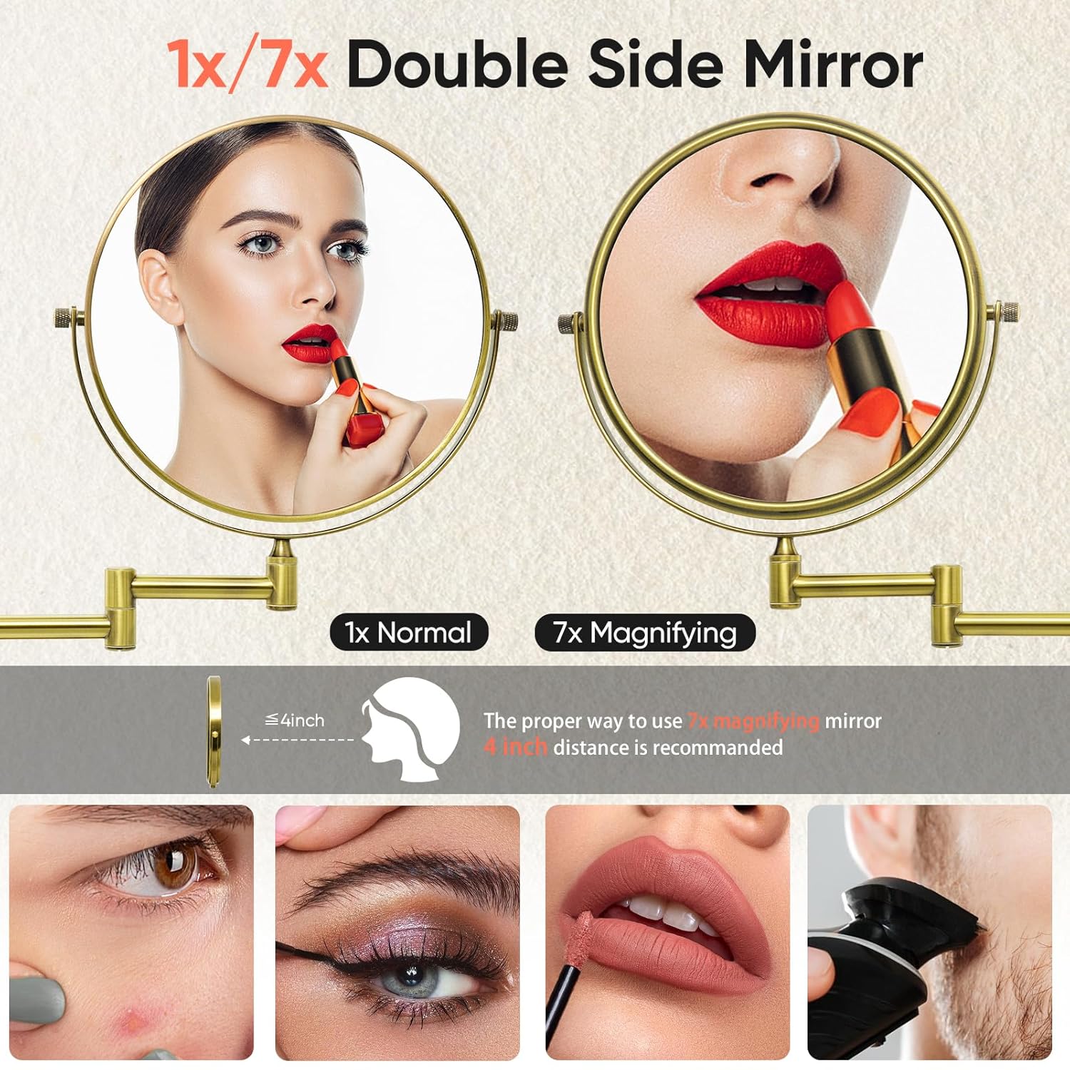 GURUN 8-Inch Double-Sided Wall Mount Makeup Mirror
