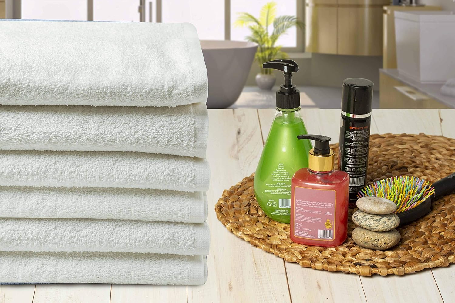 BIOLINEN White Cotton Bath Towel Set of 6