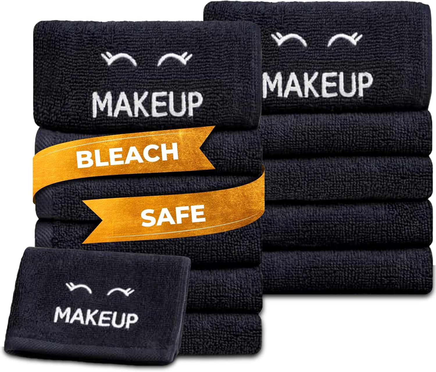 White Classic Bleach Safe Black Makeup Washcloths