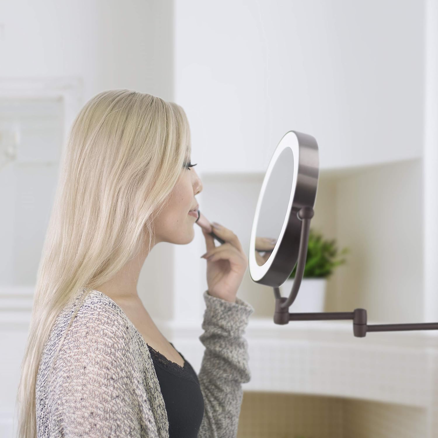 Zadro 10X1X LED Wall Mounted Makeup Mirror Oil-Rubbed Bronze