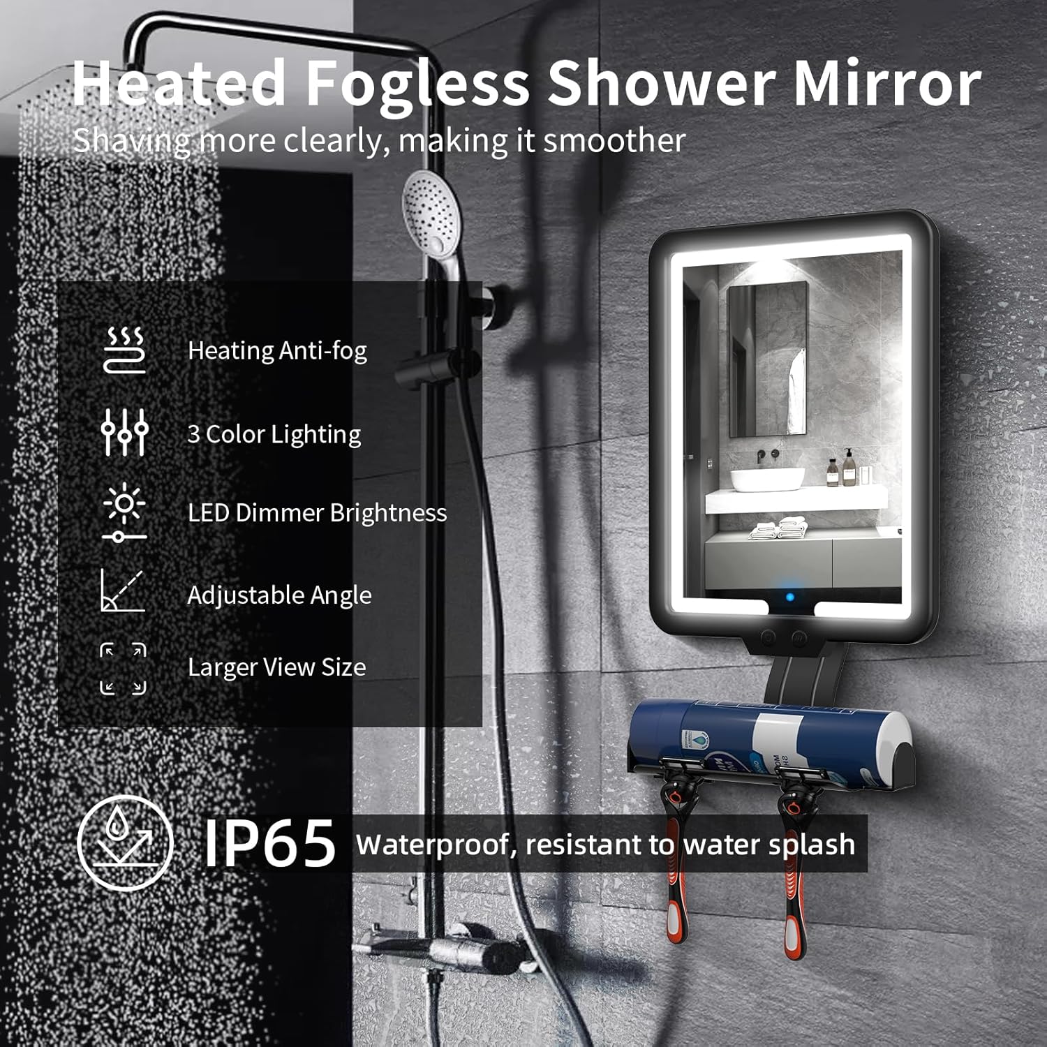 Preheat Digital Folding Mirror for Efficient Shaving