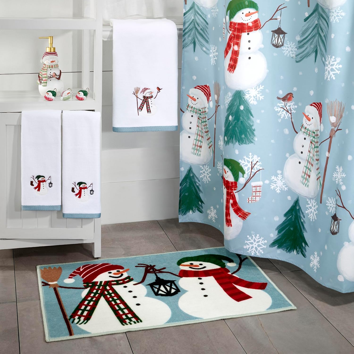 Avanti Linens Snowman Park Collection Fingertip Towels 2 Piece Set Multicolour