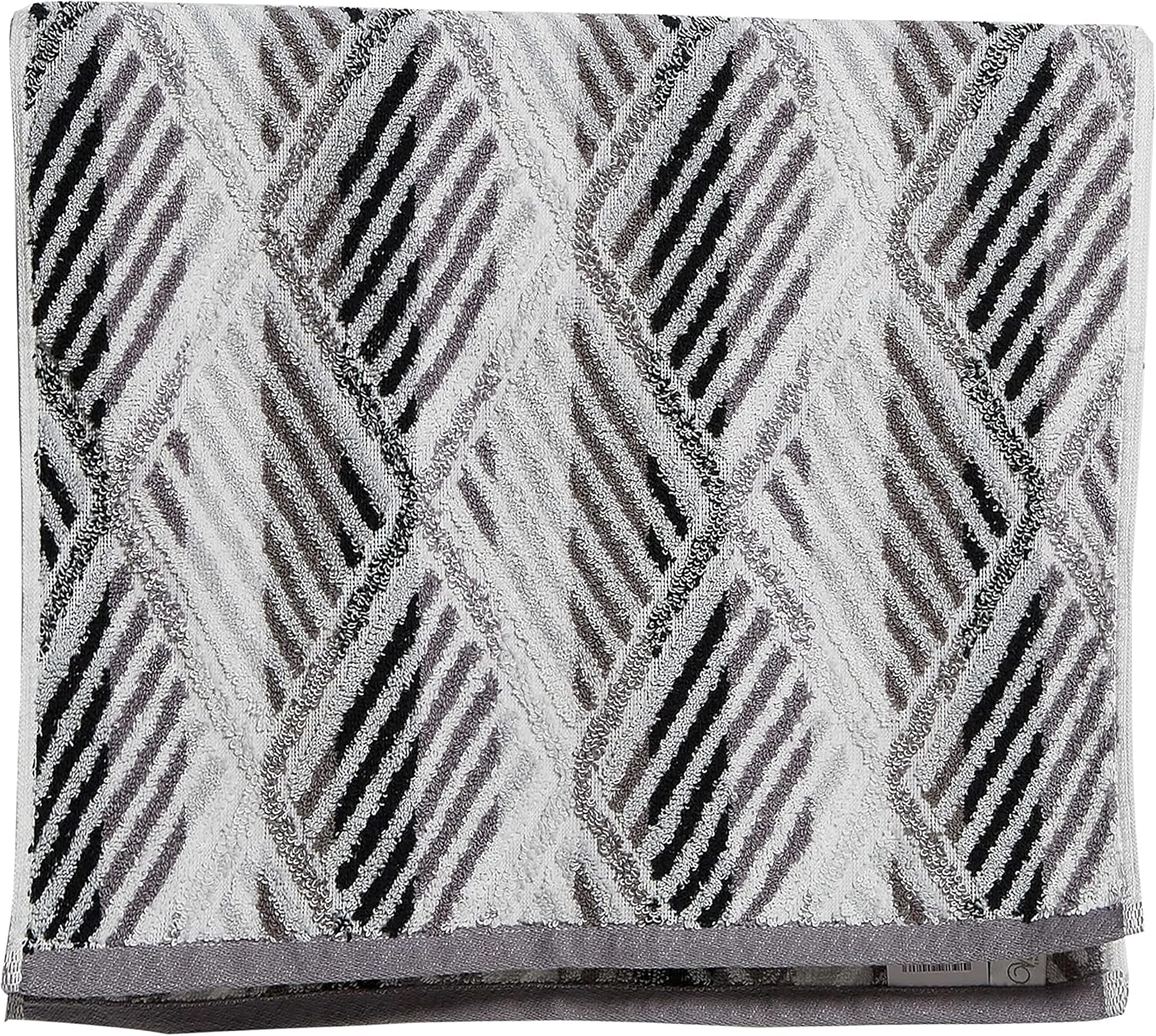 Violet Linen Hand Towels Set 2 - Luxury Terry Cotton Geometric Pattern 20x30 Black