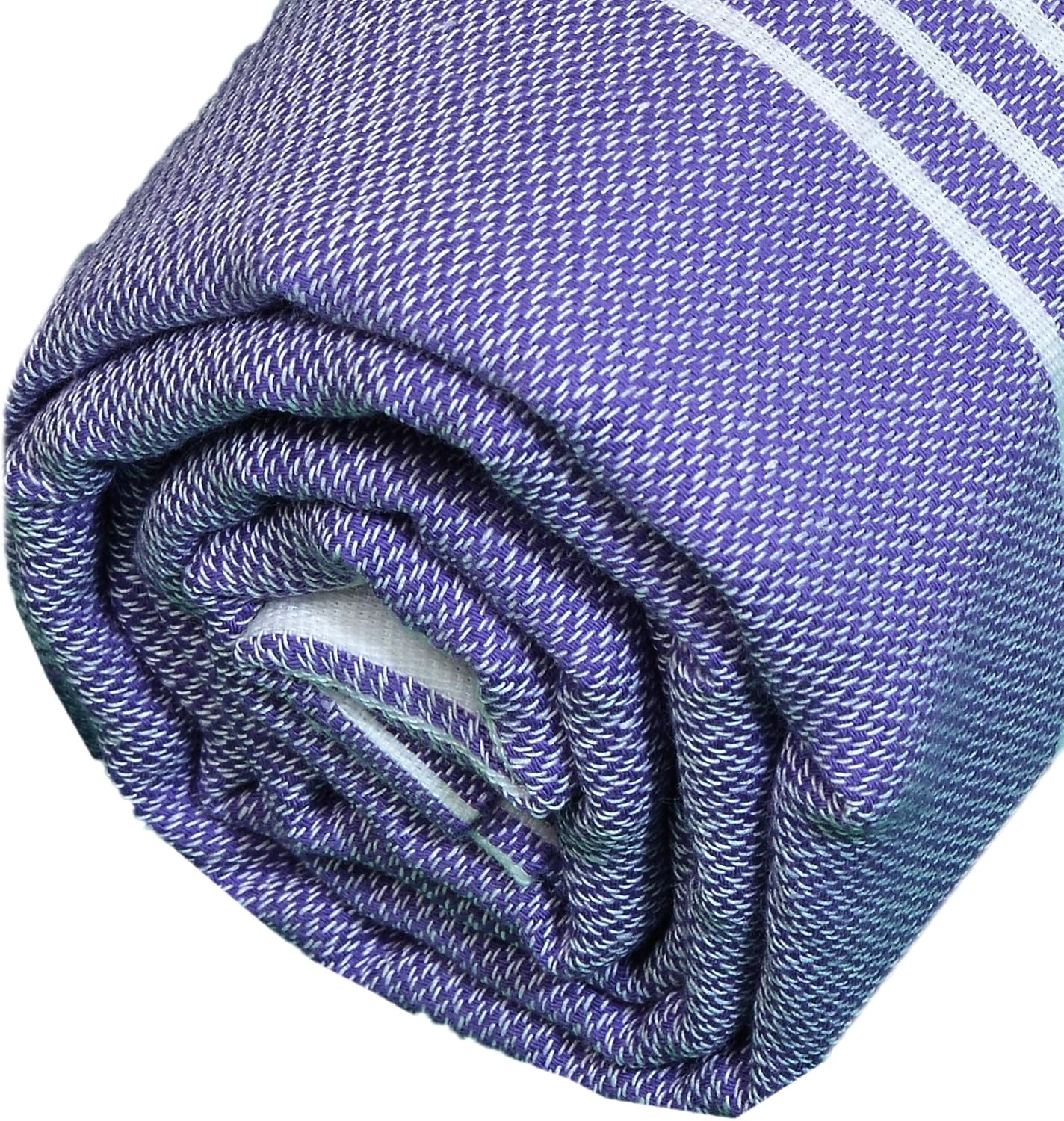 Bersuse Premium Turkish Beach Towel Set of 3 Dark Purple 37x70 Inches