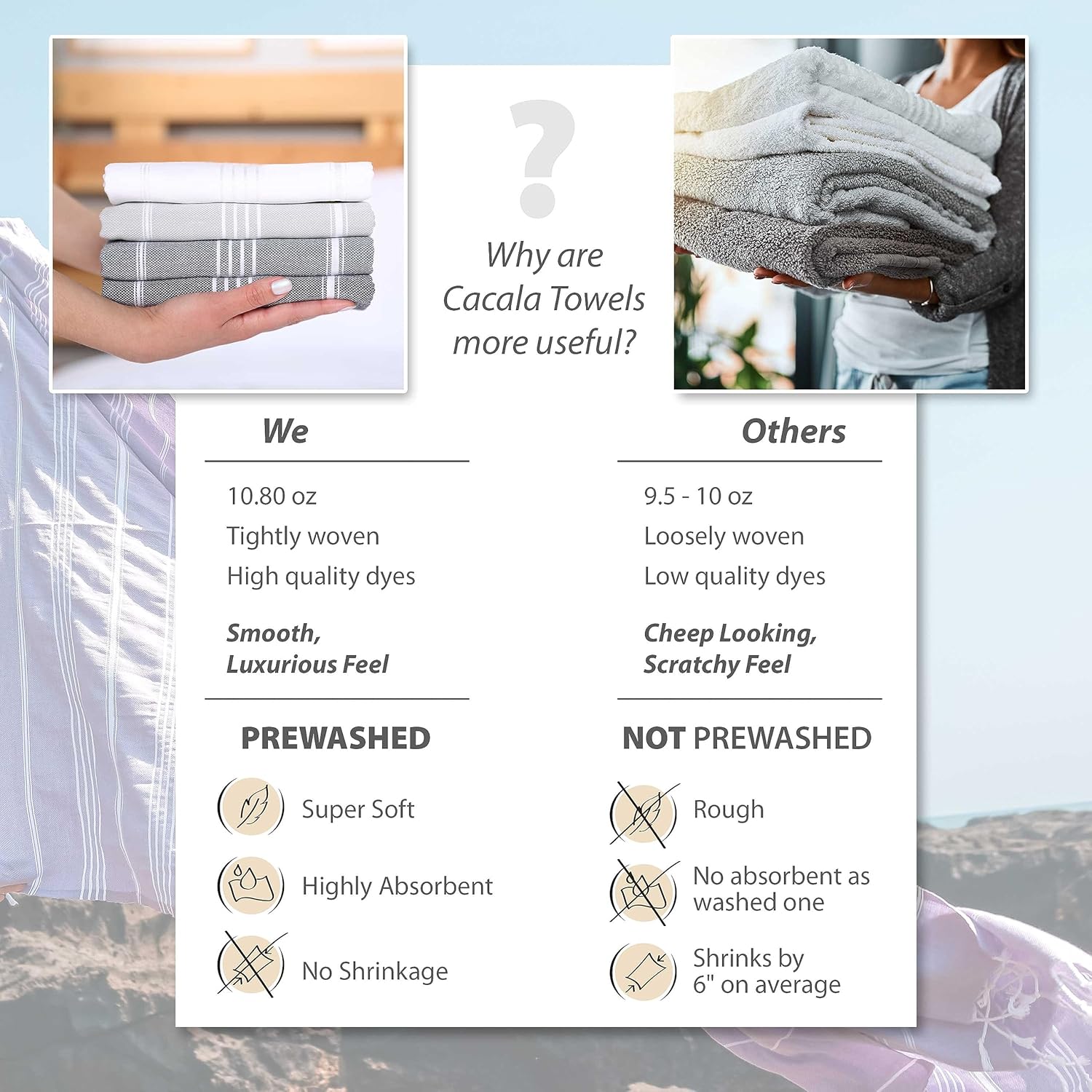 Cacala Lightweight Turkish Beach Towel
