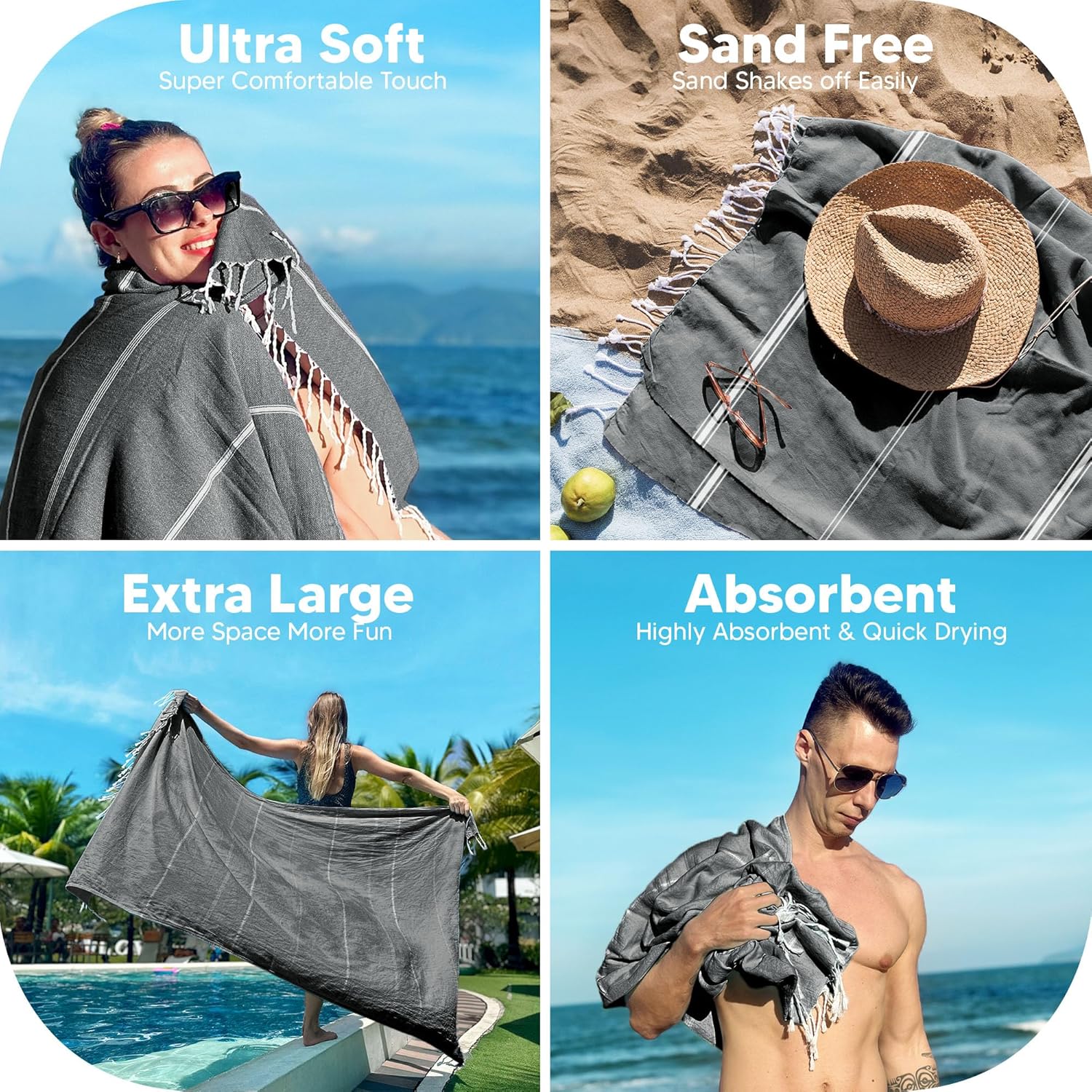 Utopia Premium 100 Cotton Beach Towels 40x72 inches - Set of 2