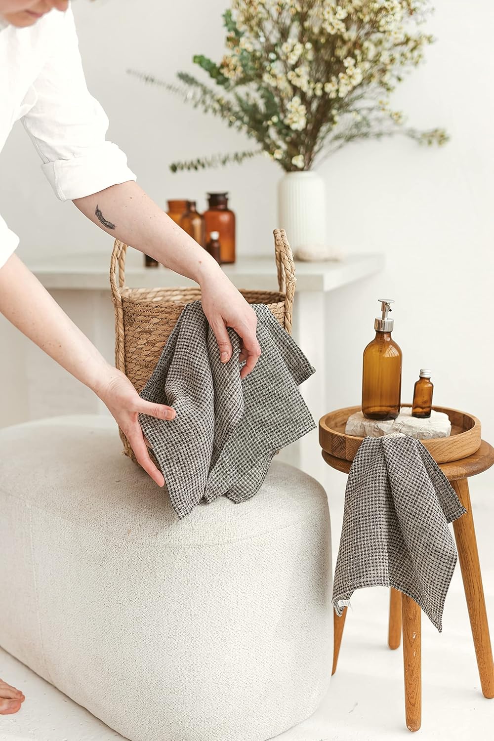 Discover 100 Natural Linen Face Washcloth Set