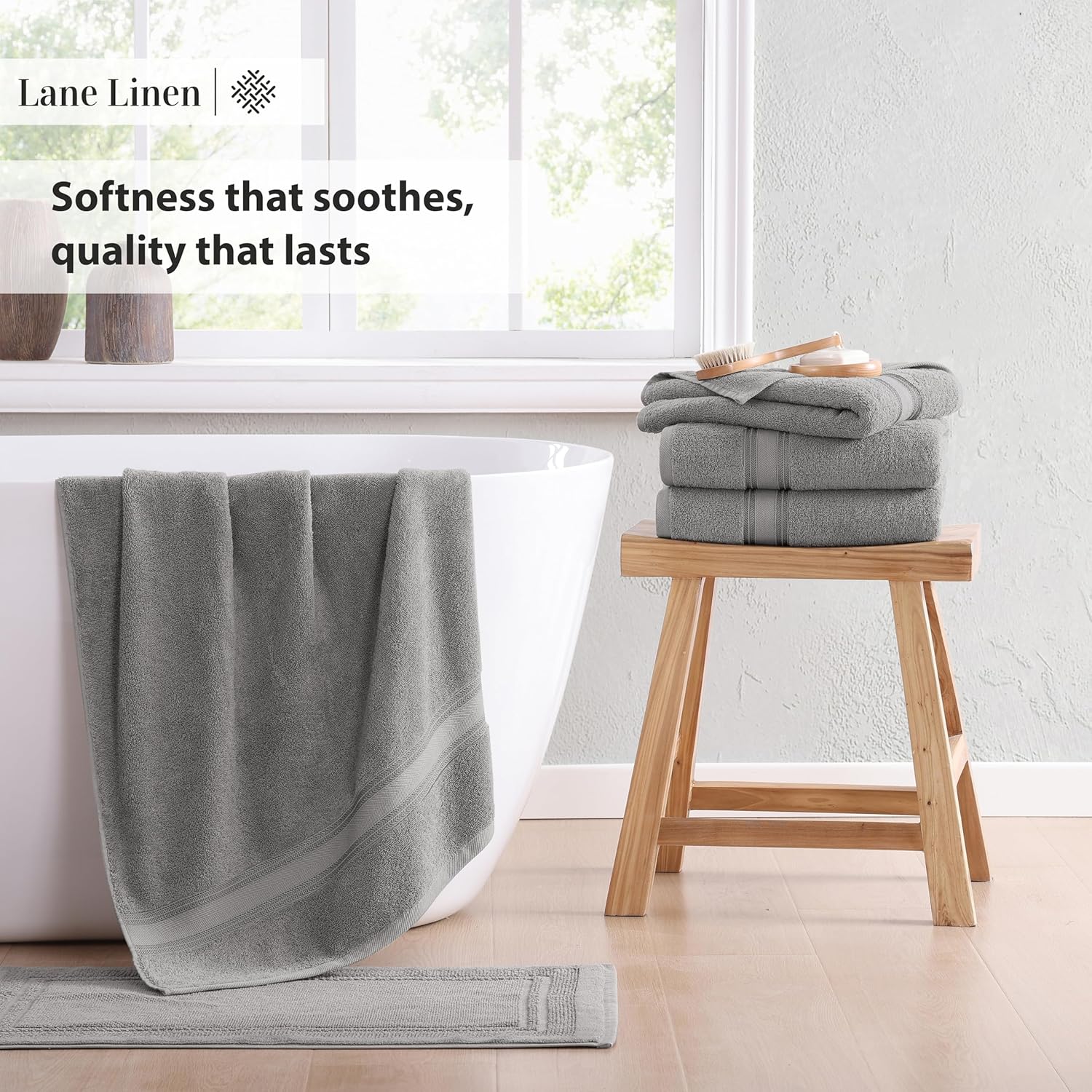 Space Grey Cotton Bath Towels 4-Pack Quick Dry Machine Washable