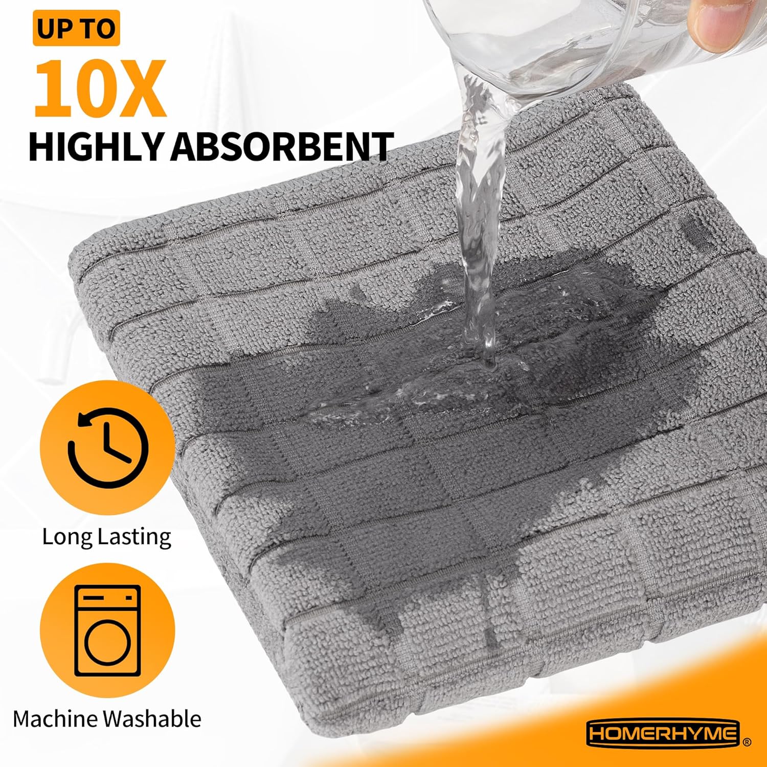 HOMERHYME Hand Towels 12-Pack Quick-DryLint-FreeBath Kitchen Essentials
