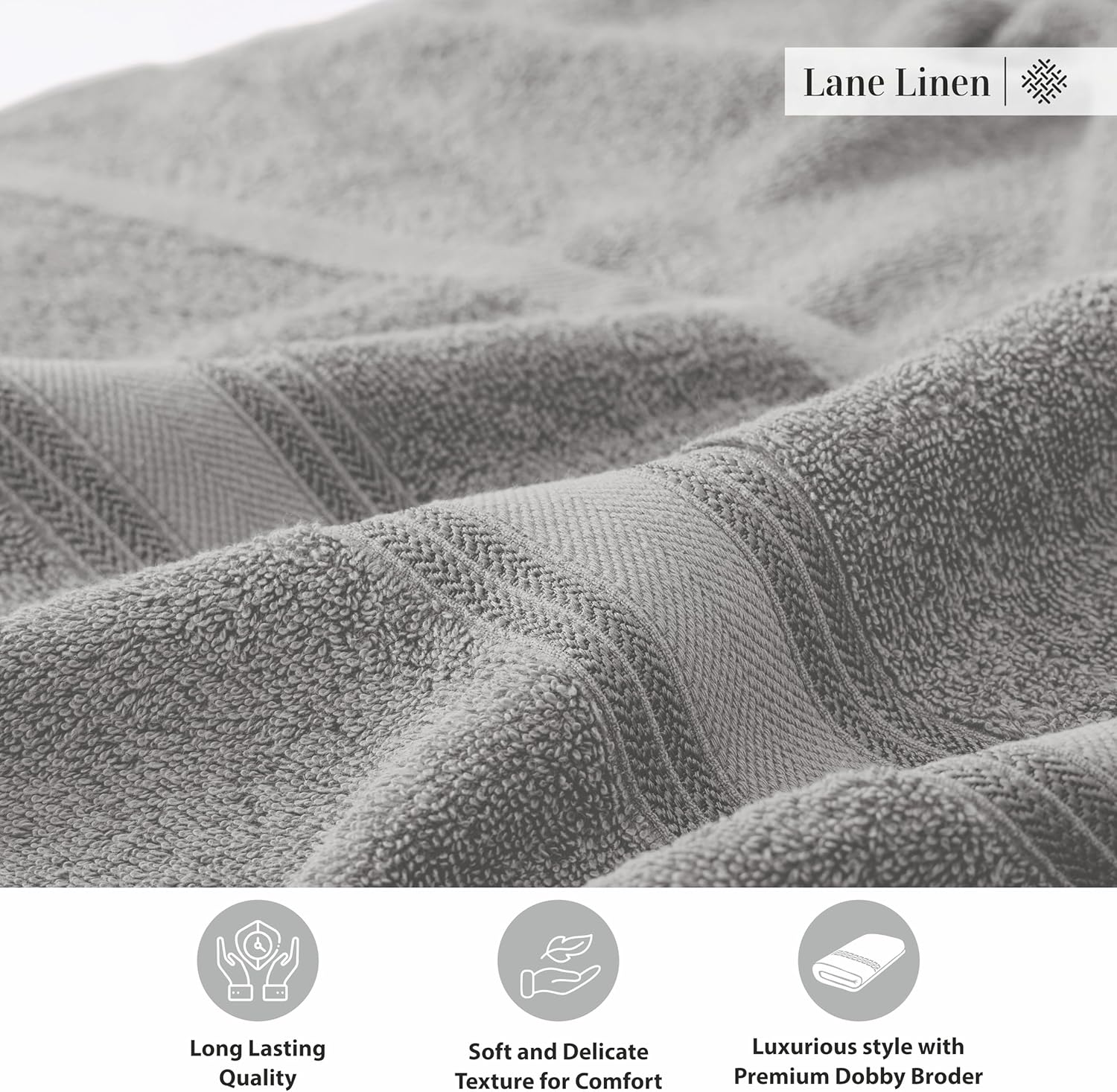 Space Grey Cotton Bath Towels 4-Pack Quick Dry Machine Washable