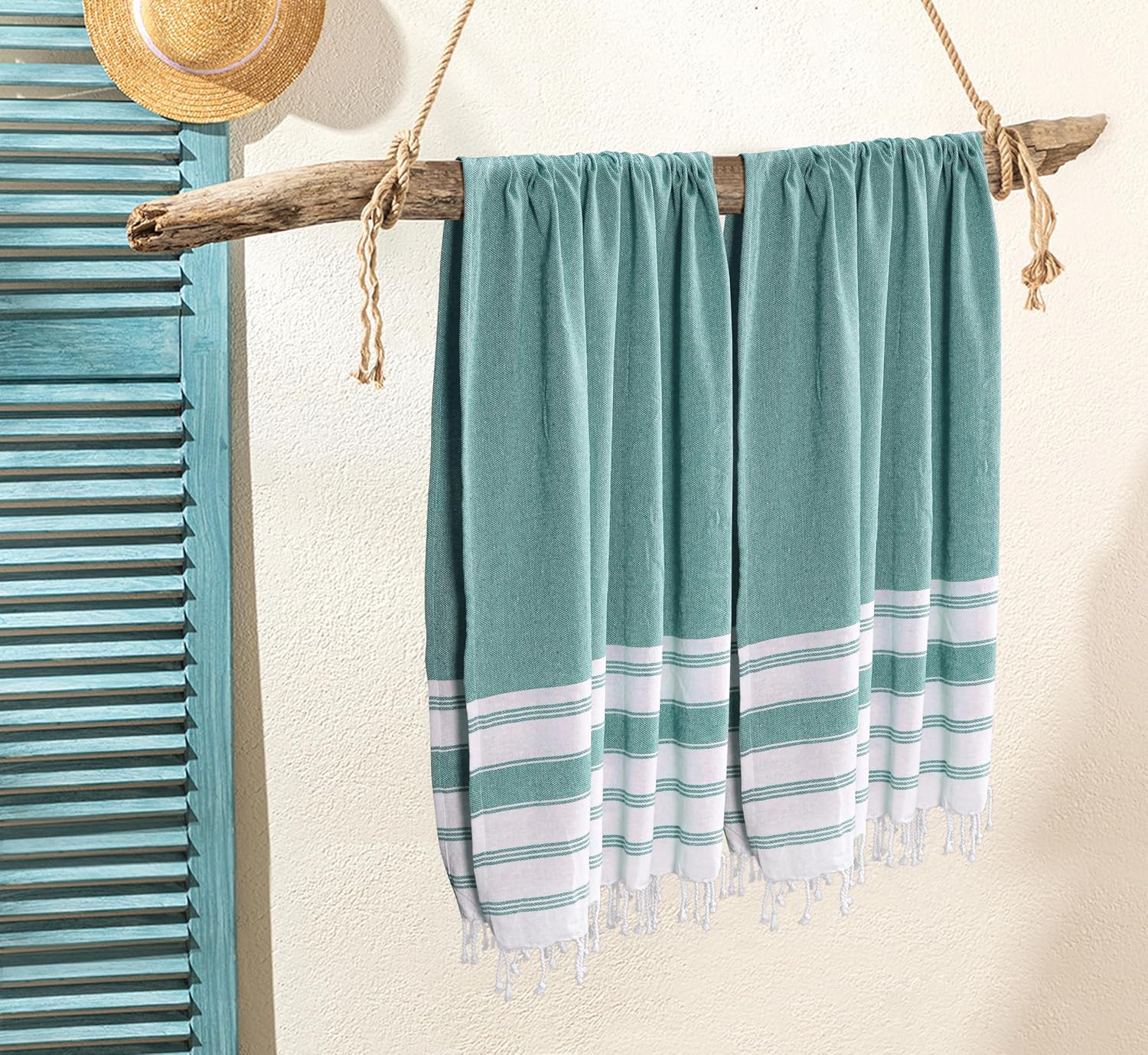Goroly Home 36x71 inches beach towel quick dry fringes sea green