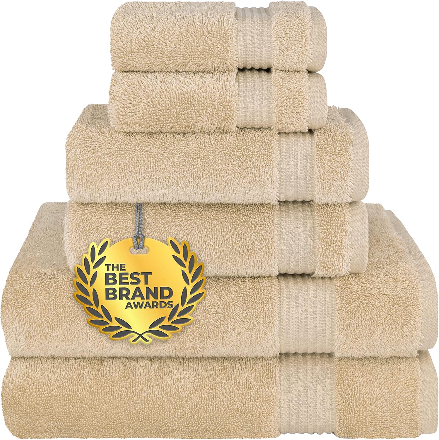 6-Piece Turkish Towels Set - Soft Absorbent Cotton for Bathroom Use