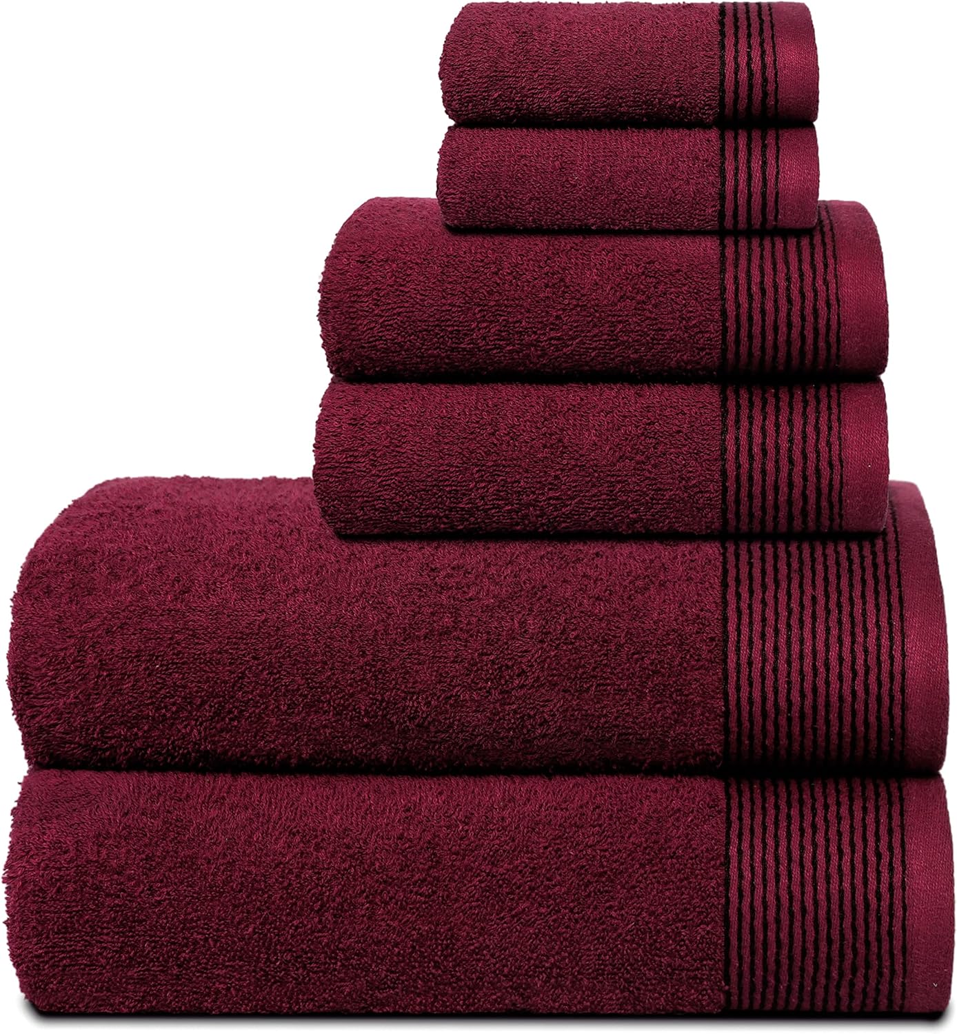 Belizzi Home 100 Cotton Ultra Soft 6-Pak Bath Hand Towels burgundy