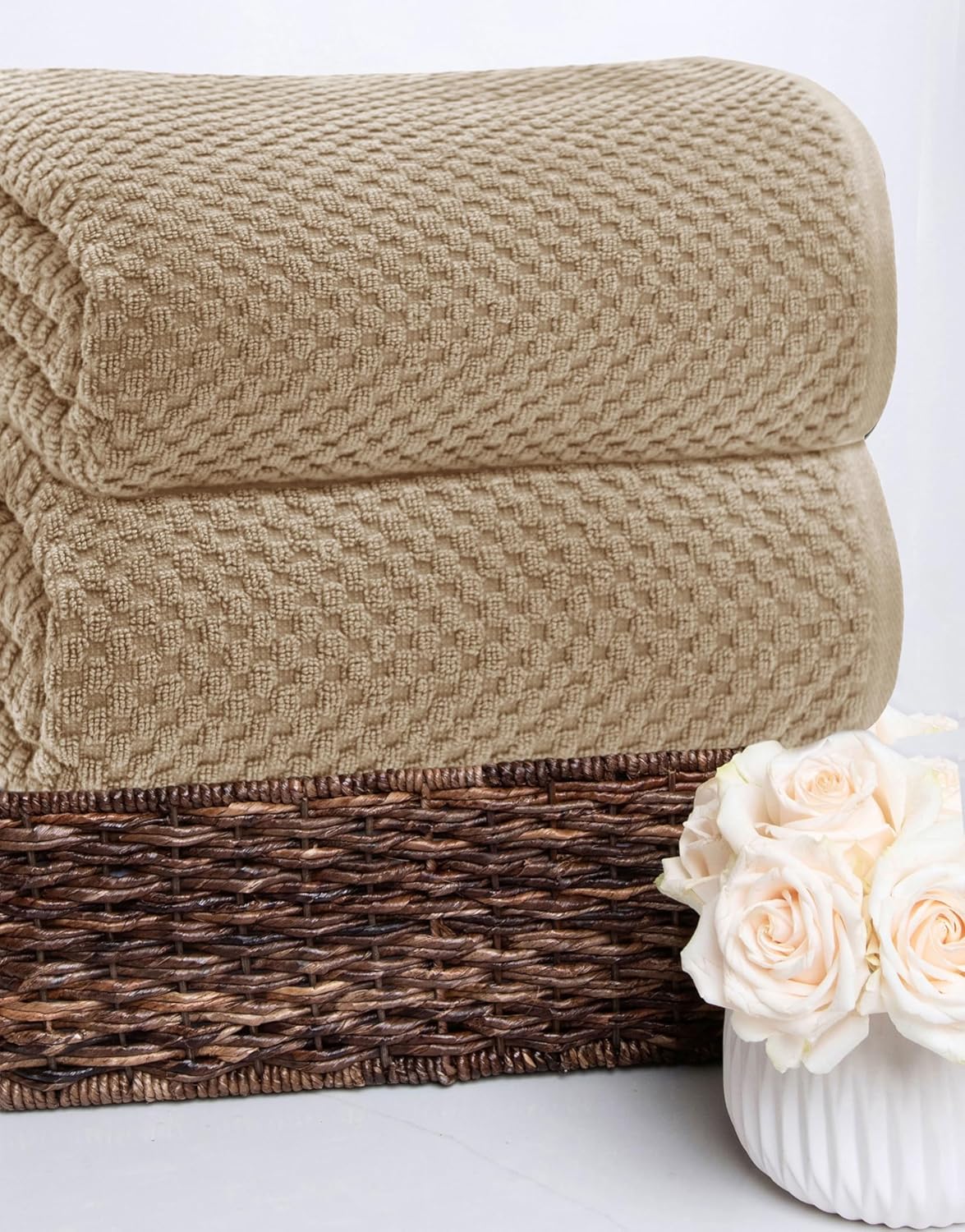 Luxury Euro Spa Bath Towels Set - 2 x 35x70 Waffle Weave Cotton Towels