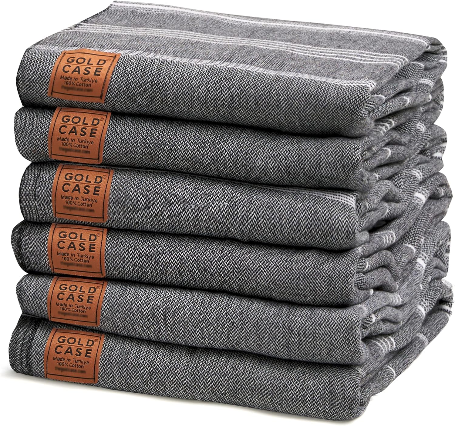 Gold CASE Turkish Beach Towel Set of 6 100 Cotton Black