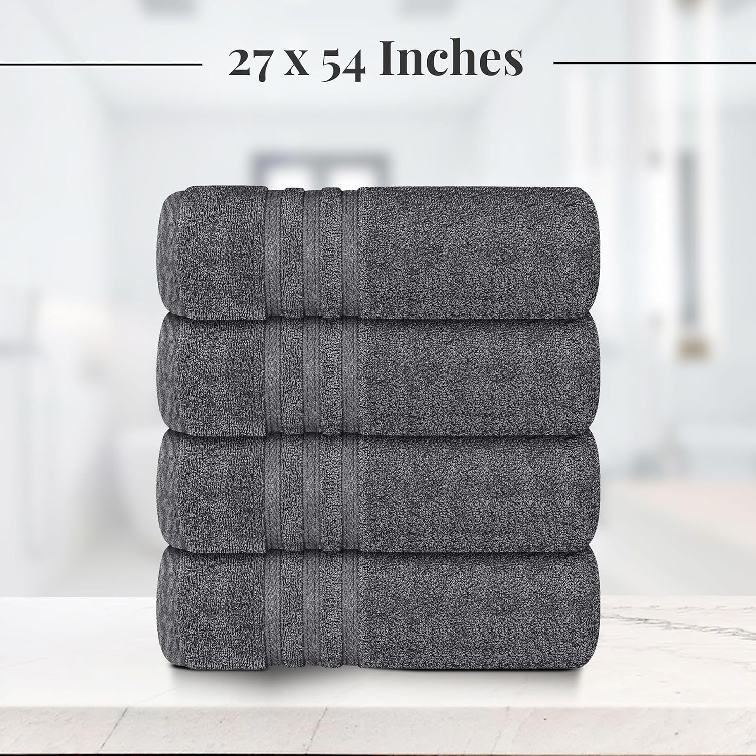 Tens Towels - 4 x 27x54 Cotton Bath Towels