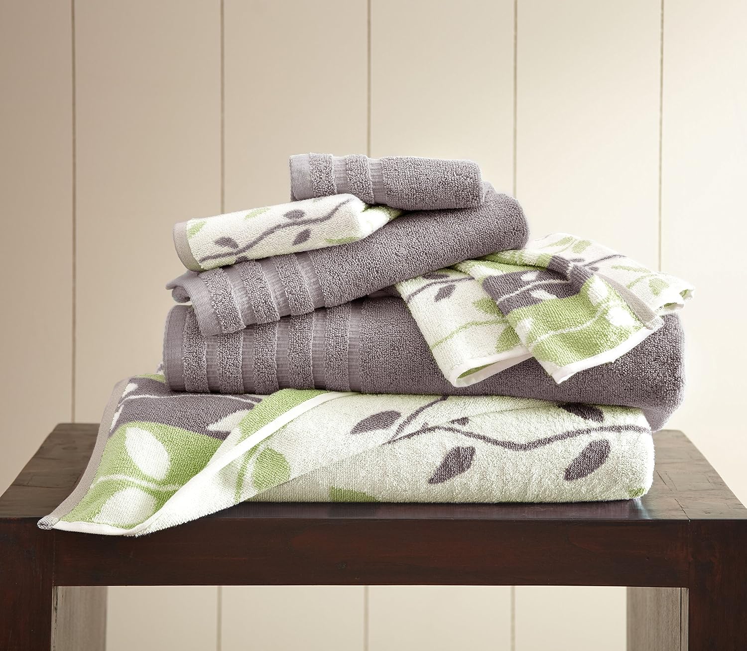 Modern jacquard solid 6-Piece Organic Cotton Towel Set for Luxurious Use