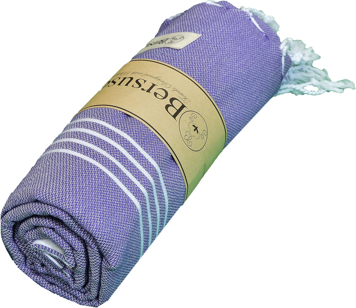 Bersuse Premium Turkish Beach Towel Set of 3 Dark Purple 37x70 Inches