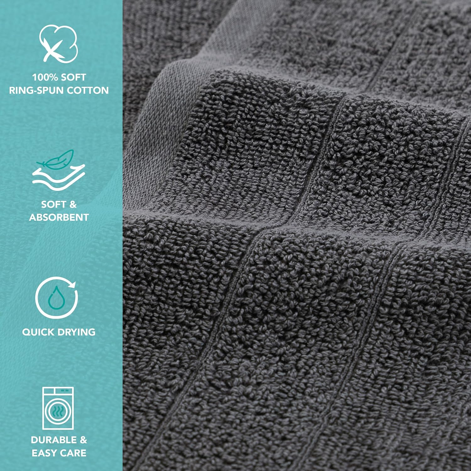 Premium Ring Spun Cotton Washcloths - Dark Grey
