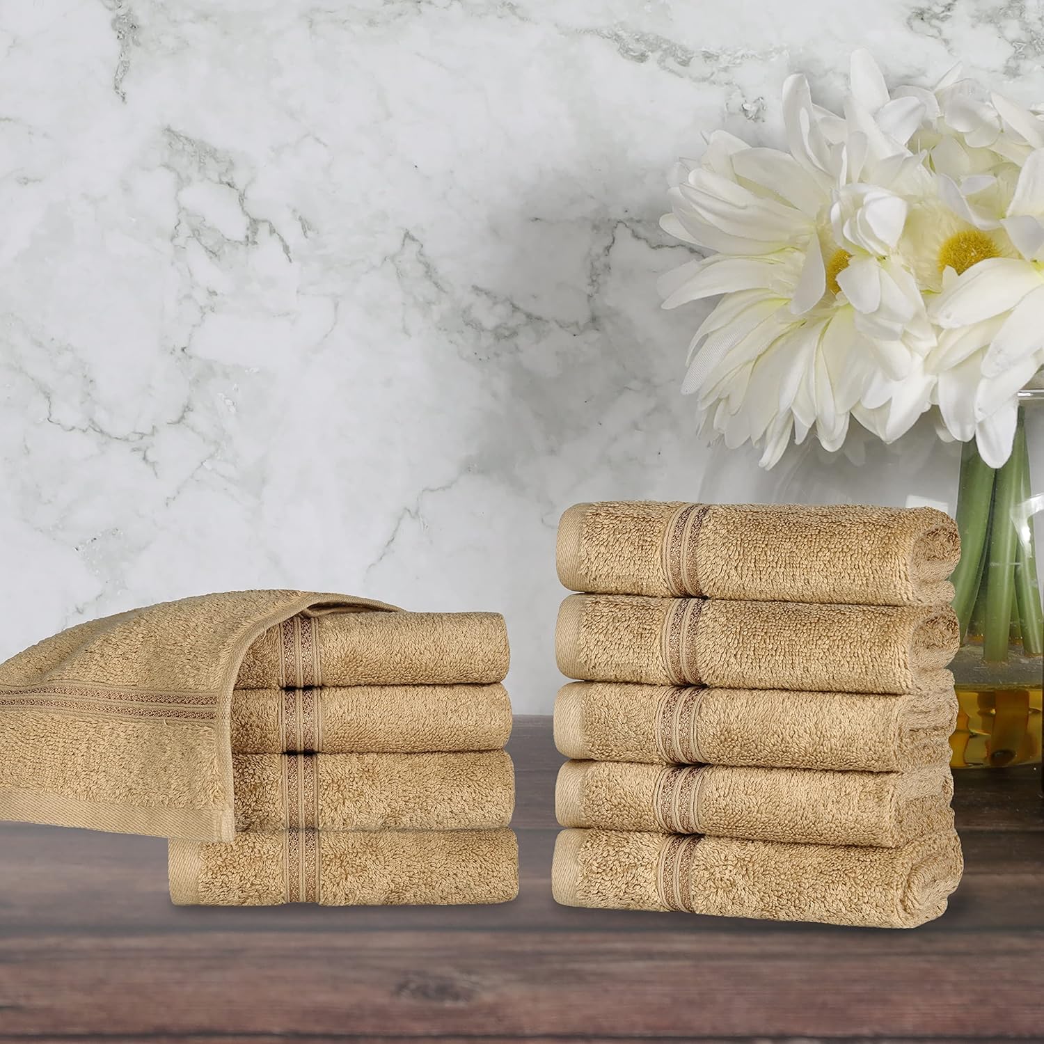 Superior 13x13 Long Staple Combed Cotton Face Towels 10 Piece Set
