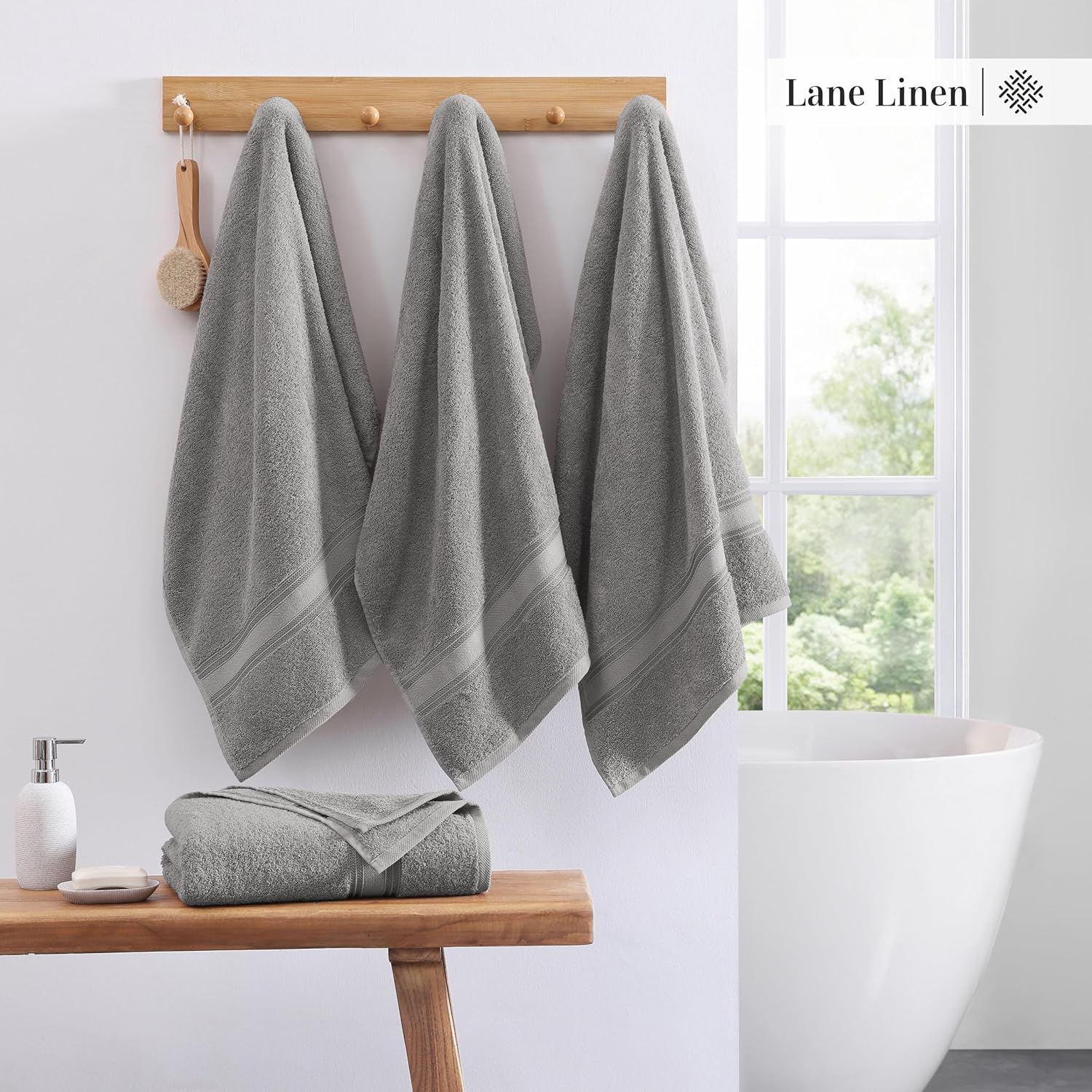 Space Grey Cotton Bath Towels 4-Pack Quick Dry Machine Washable