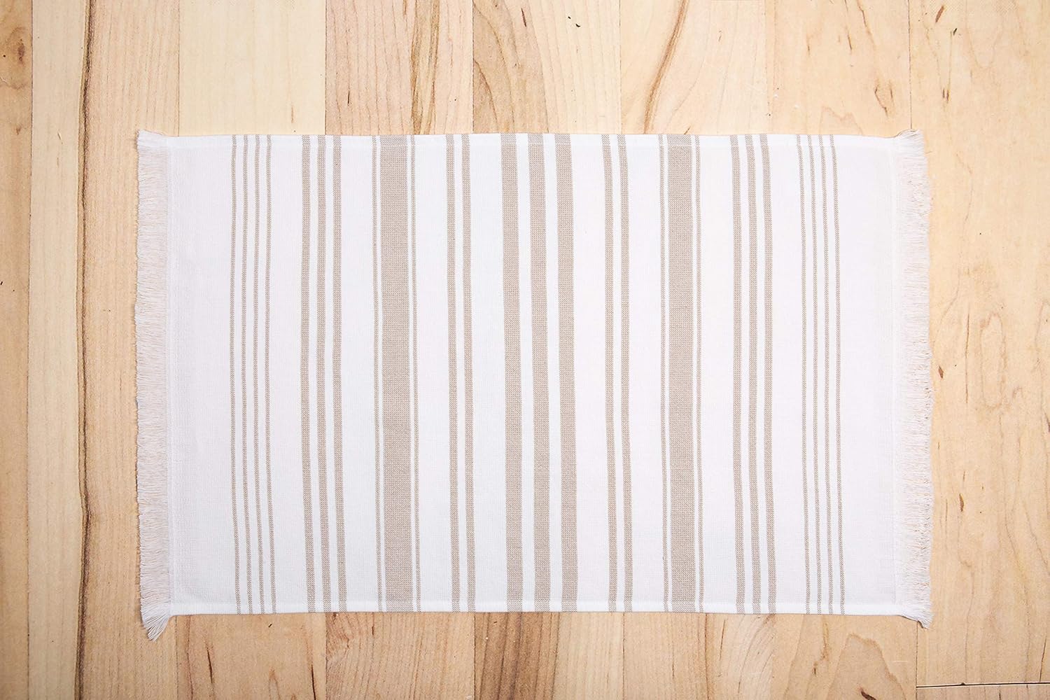 Sticky Toffee Modern Tan Striped Hand Towels Set of 2